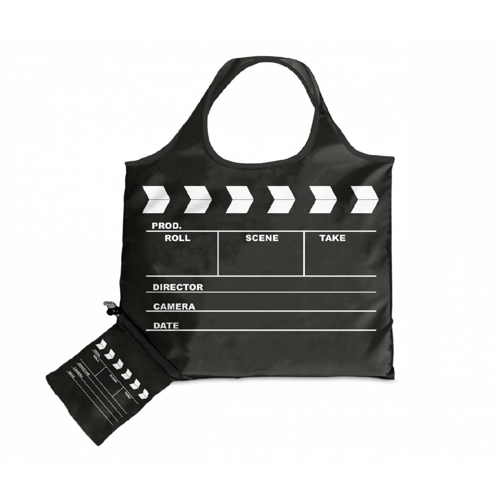 BOLSA PLEGABLE CON DIBUJO DE CLAQUETA DE CINE 