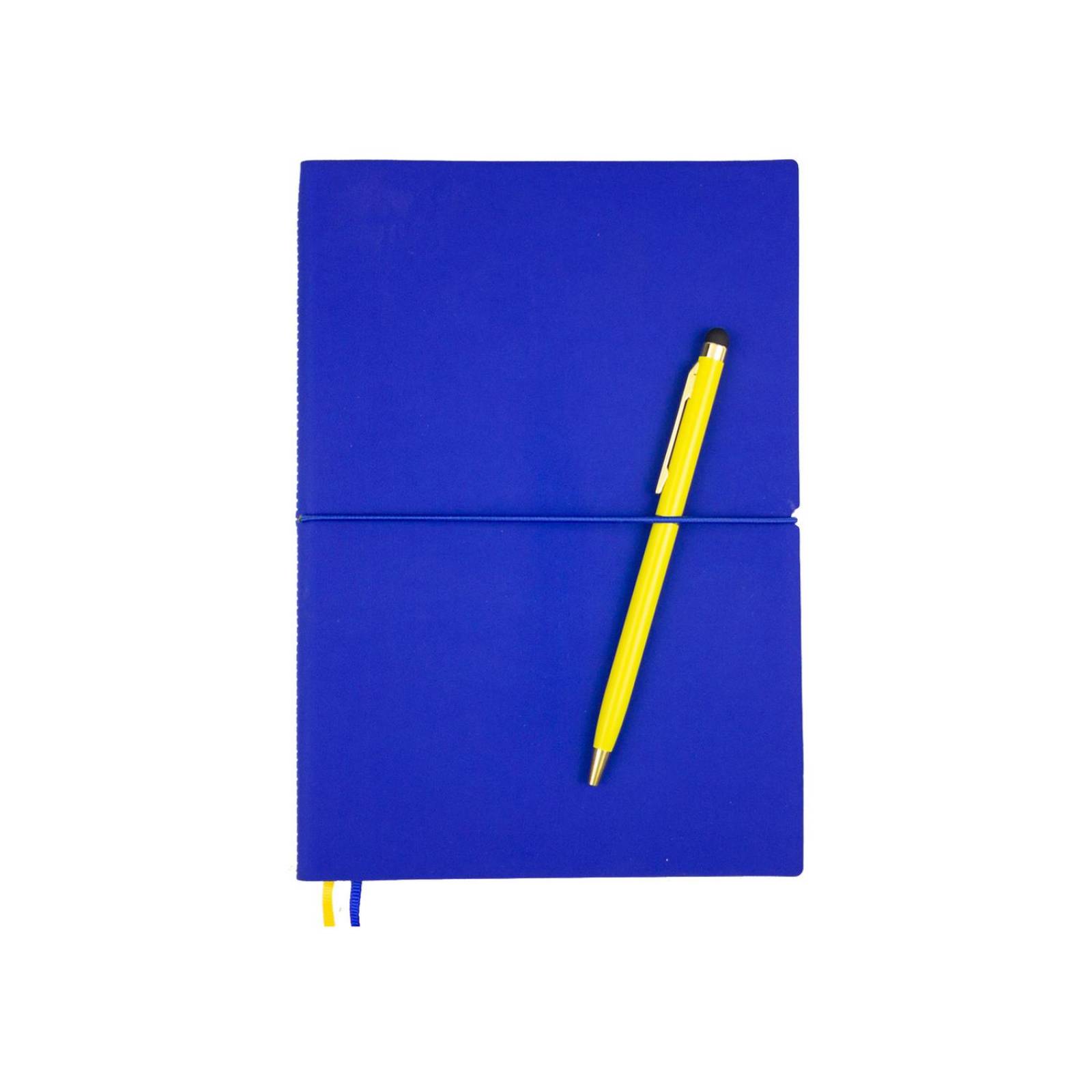Libreta Pequeña Azul Rey + Pluma Color Amarillo 