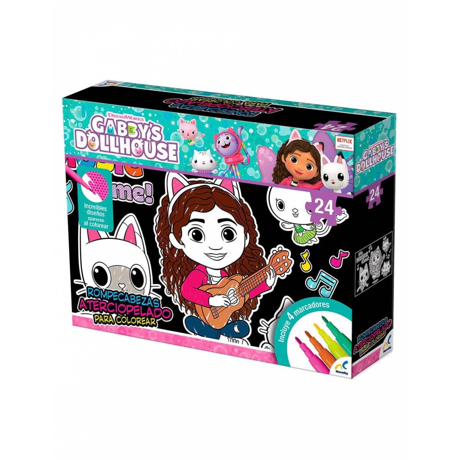 Rompecabezas Gabby's Dollhouse para colorear 24 piezas aterciopelado