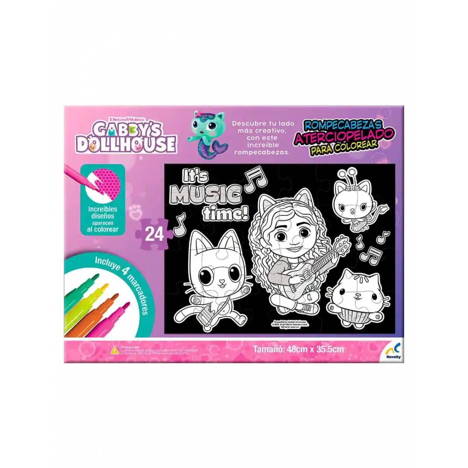 Rompecabezas Gabby's Dollhouse para colorear 24 piezas aterciopelado