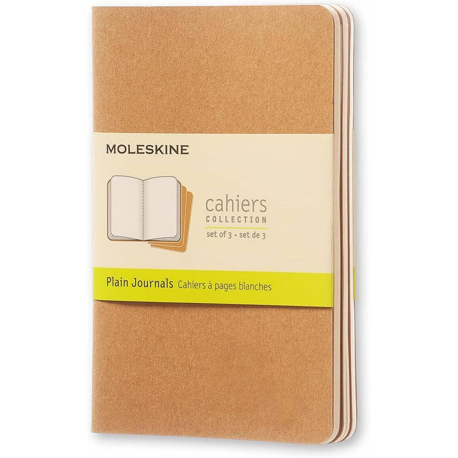 Set 3 Libretas Moleskine Bolsillo Kraft Hoja Blanca Pasta Suave 