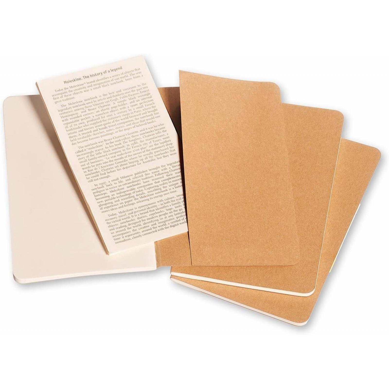 Set 3 Libretas Moleskine Bolsillo Kraft Hoja Blanca Pasta Suave 