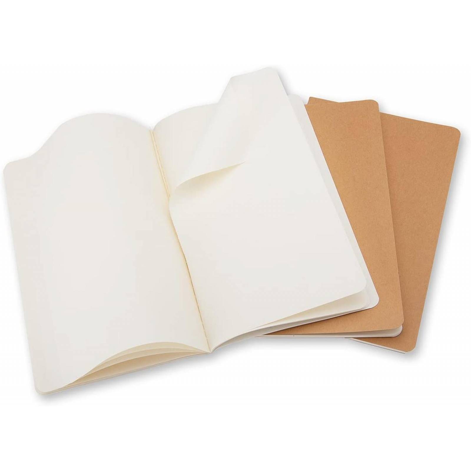 Set 3 Libretas Moleskine Bolsillo Kraft Hoja Blanca Pasta Suave 
