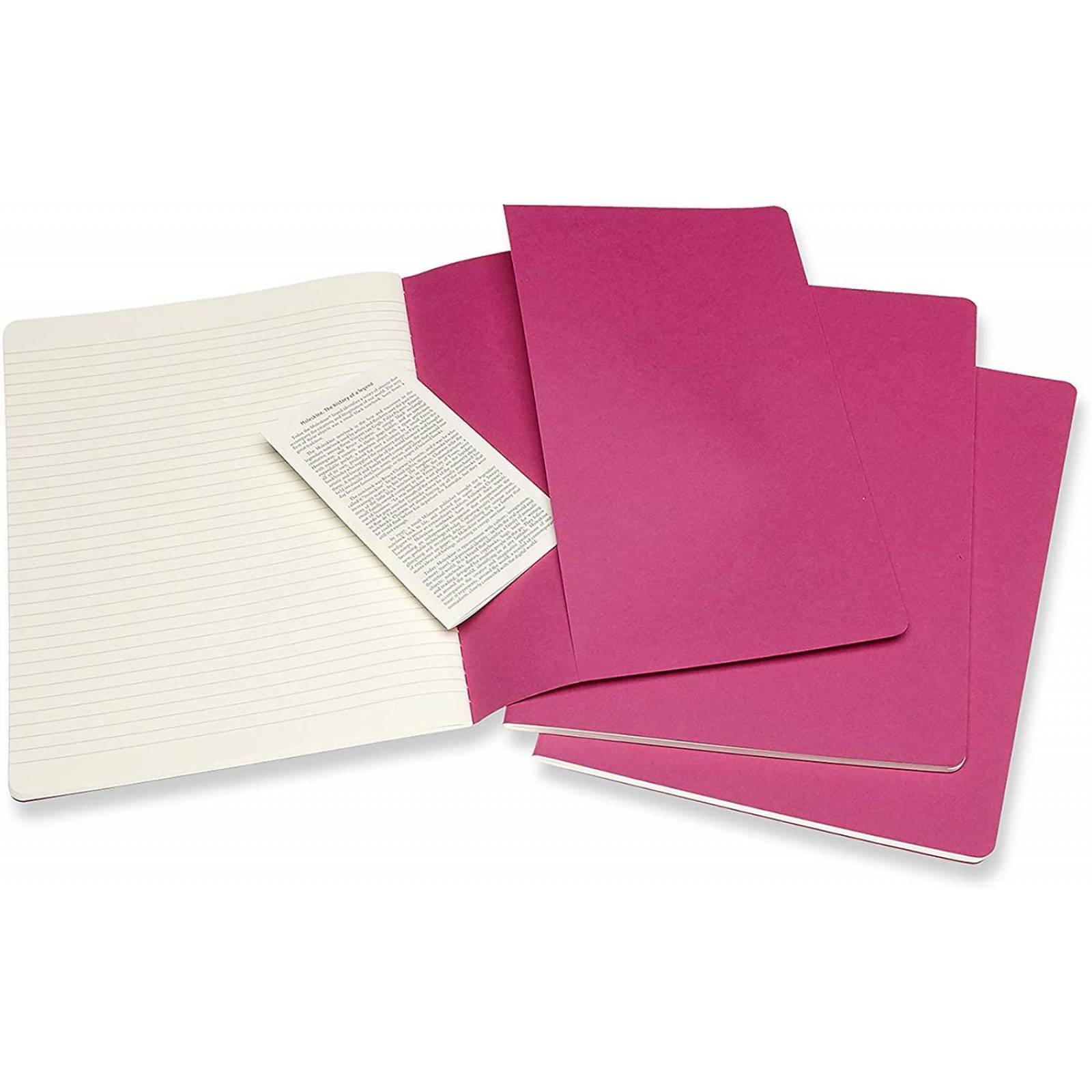 Set 3 Libretas Moleskine Rosa Hoja Rayada Pasta Suave