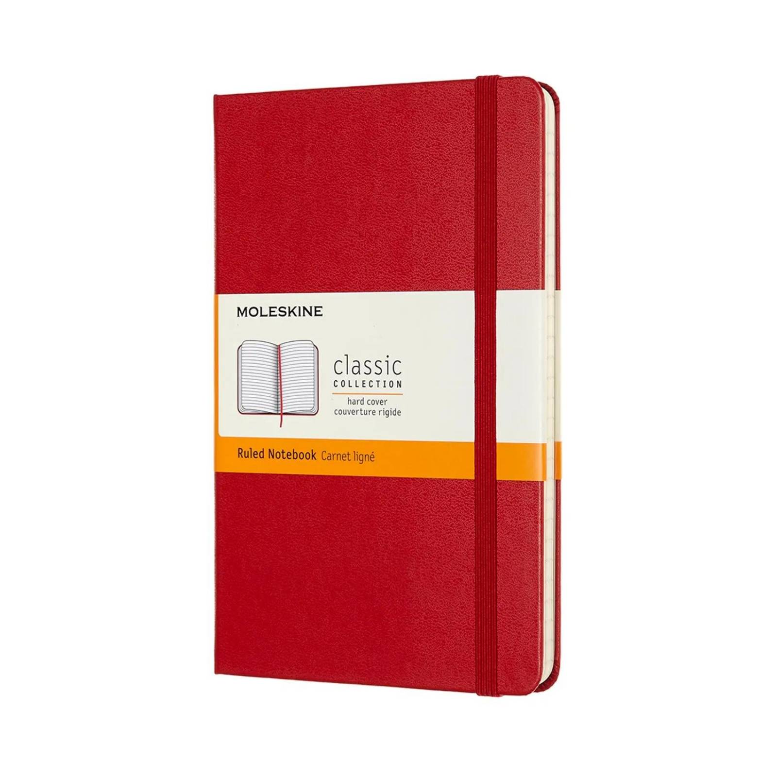 Libreta Clásica Moleskine Mediana Roja Hoja Rayada Pasta Dura