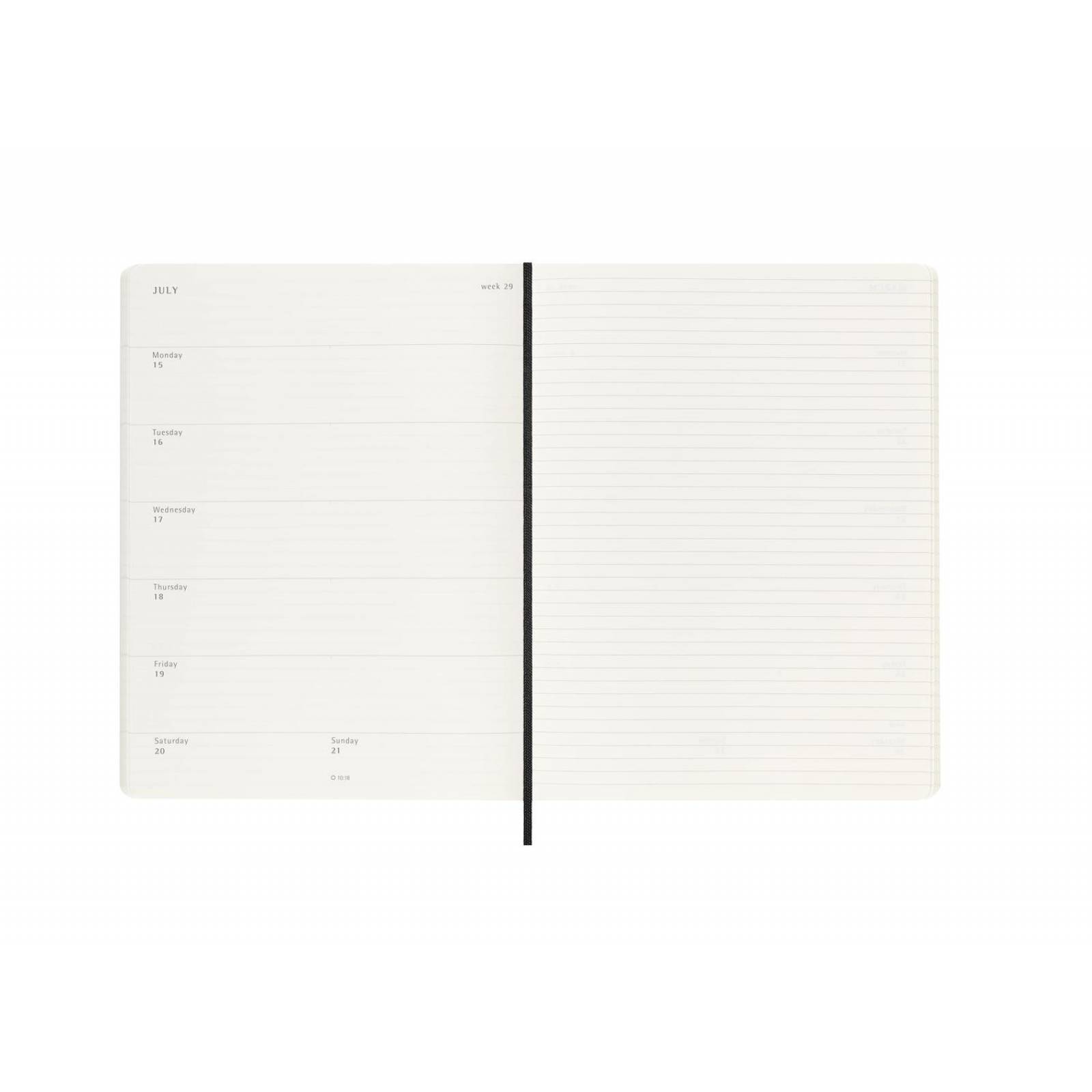 Agenda 2024 Moleskine Extra Grande Negra Semanal Pasta Blanda 