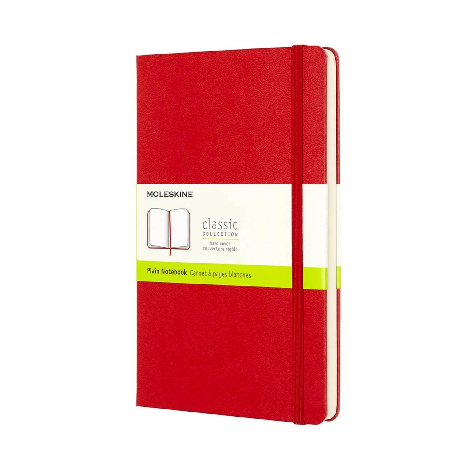 Libreta Clásica Moleskine Grande Roja Hoja Blanca Pasta Dura 