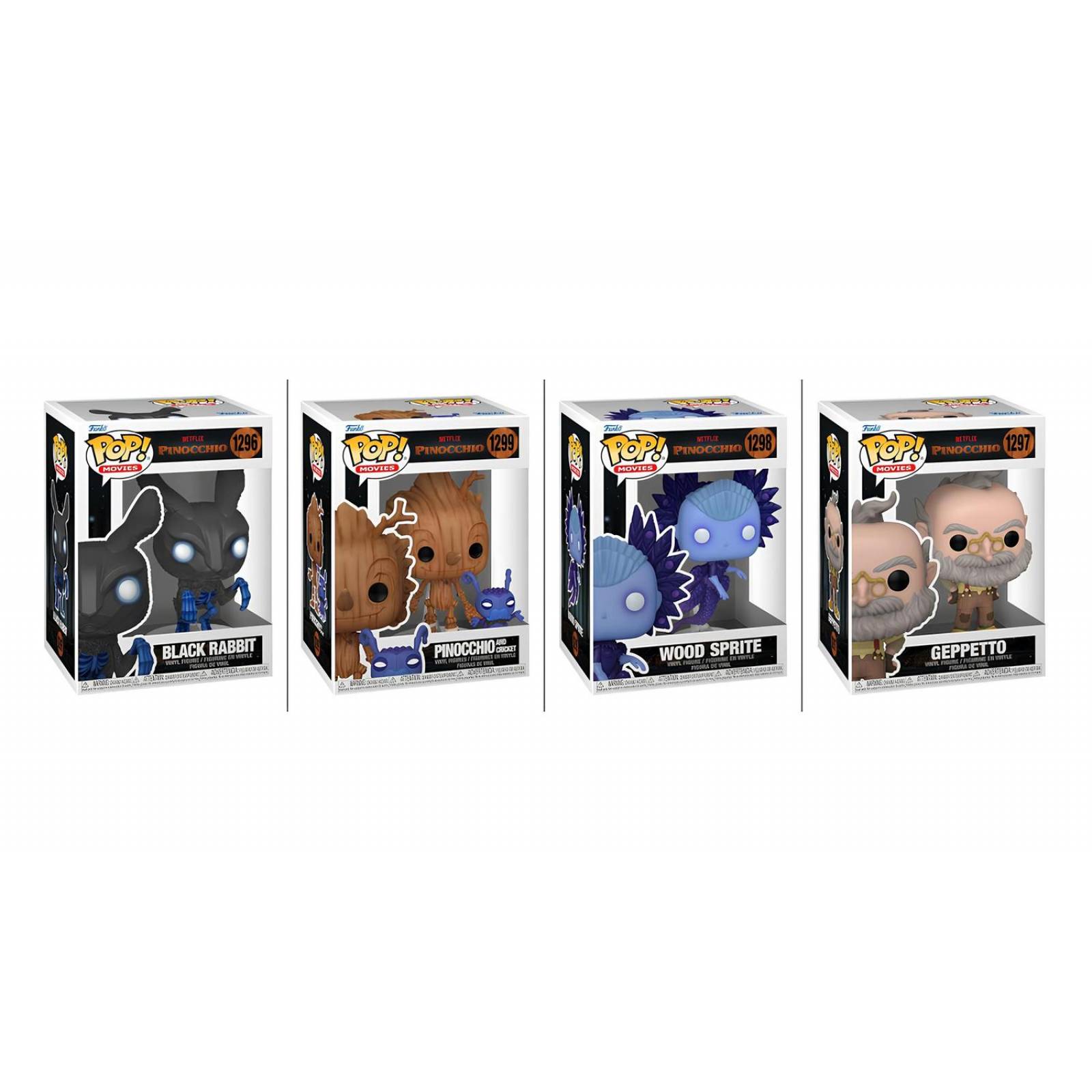 Funko Pop Movies Pinocchio Pack (Geppetto, Wood Sprite, Black Rabbit, Pinocchio)