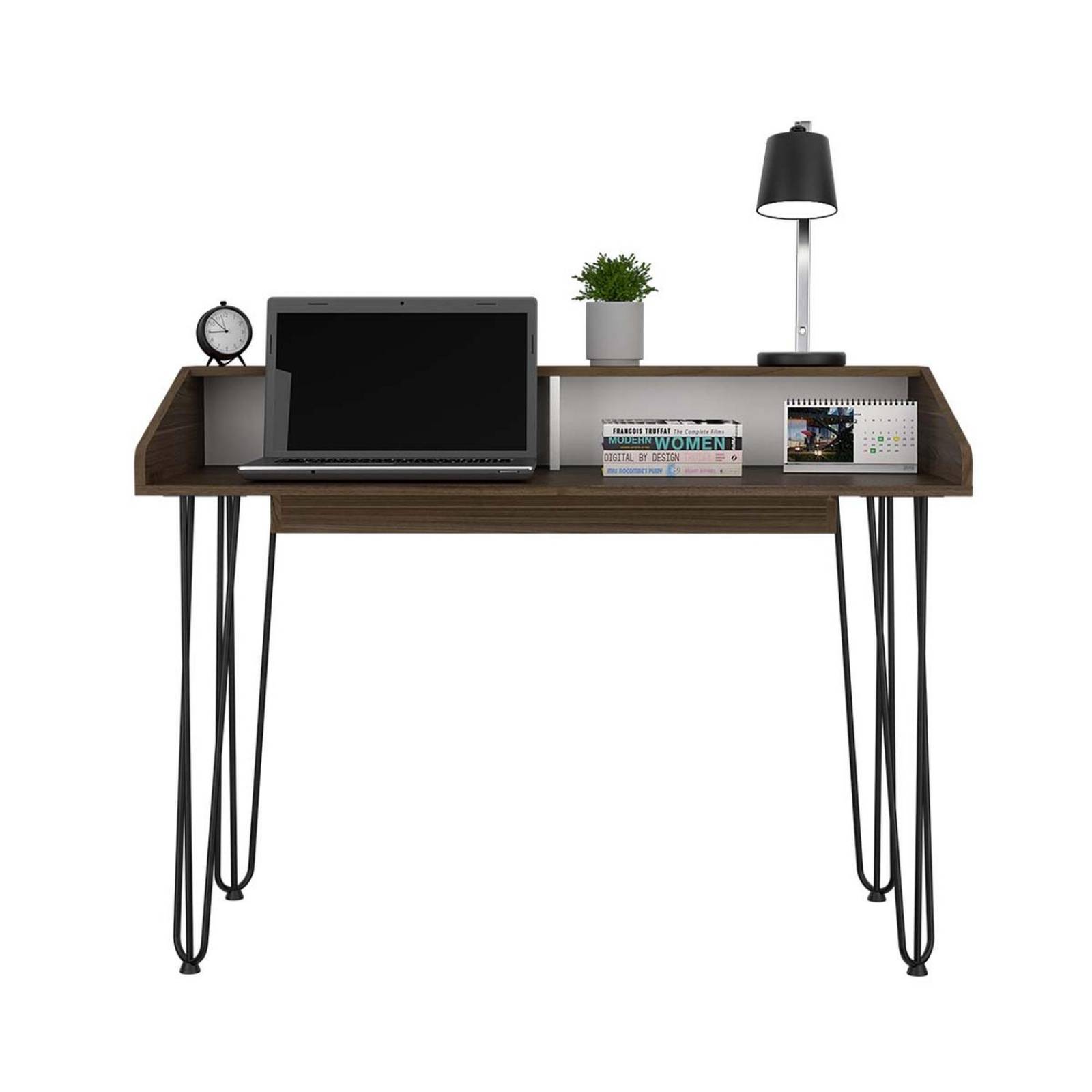 Escritorio Color Café con Blanco Modelo Palermo 90 cm Alto Armable 