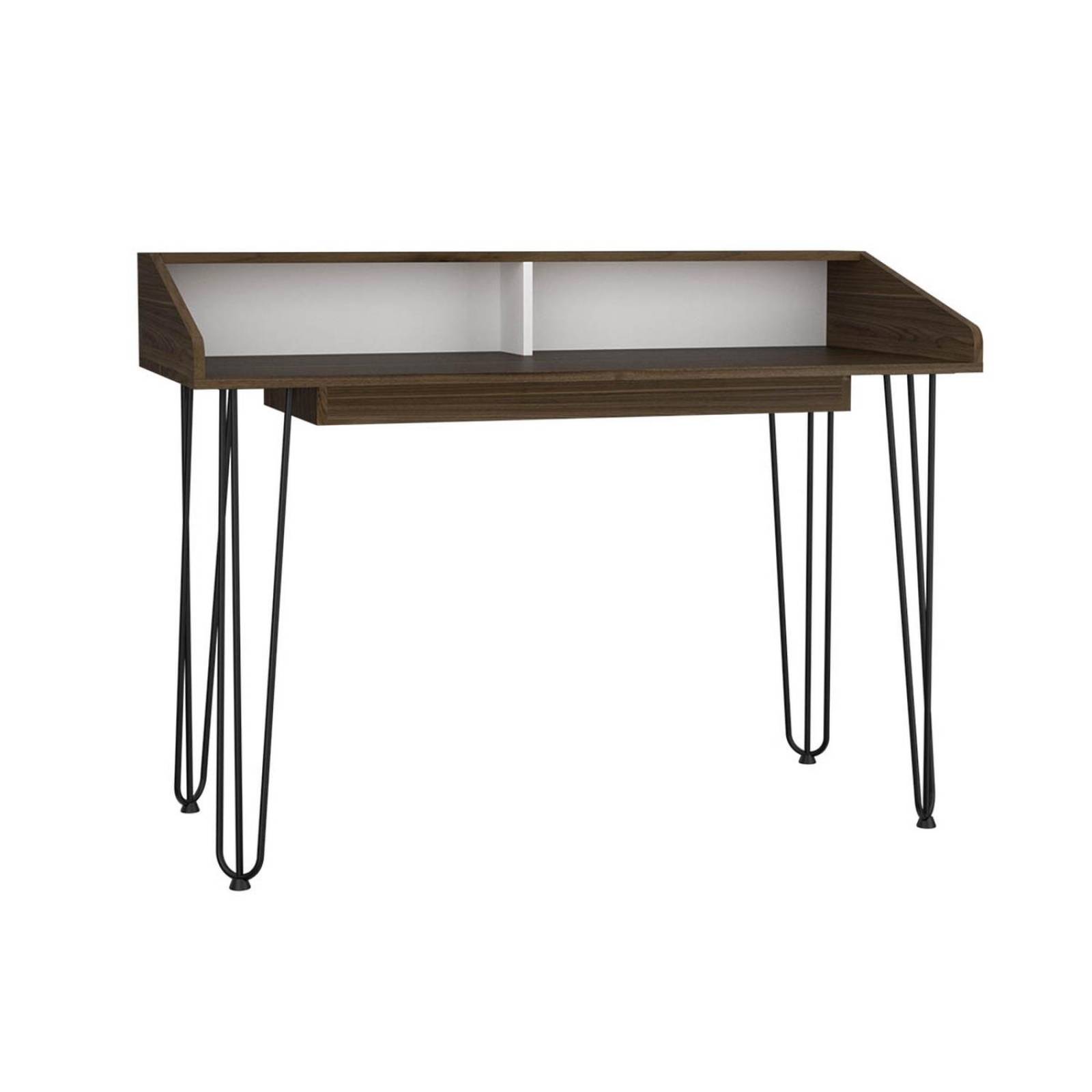 Escritorio Color Café con Blanco Modelo Palermo 90 cm Alto Armable 