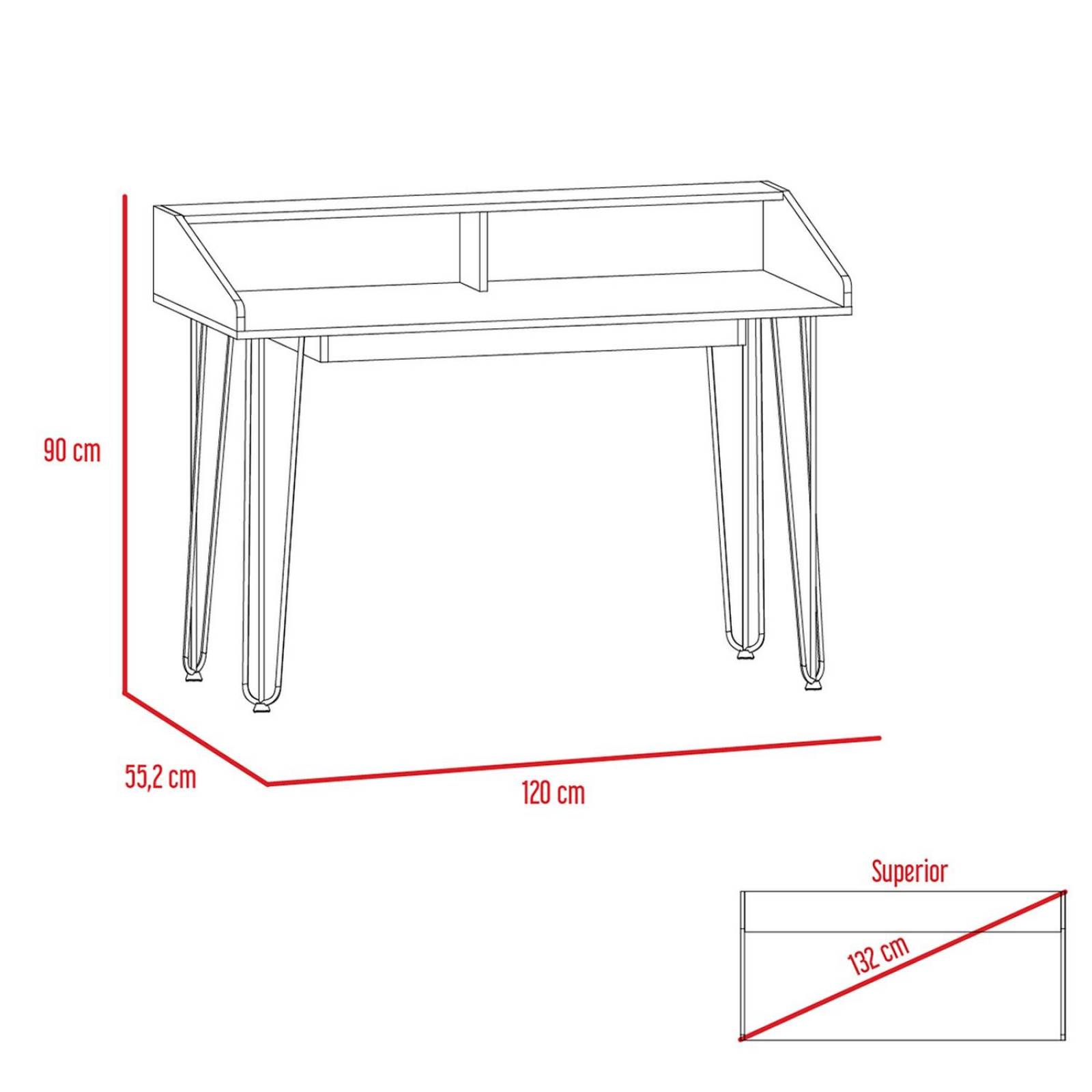 Escritorio Color Café con Blanco Modelo Palermo 90 cm Alto Armable 