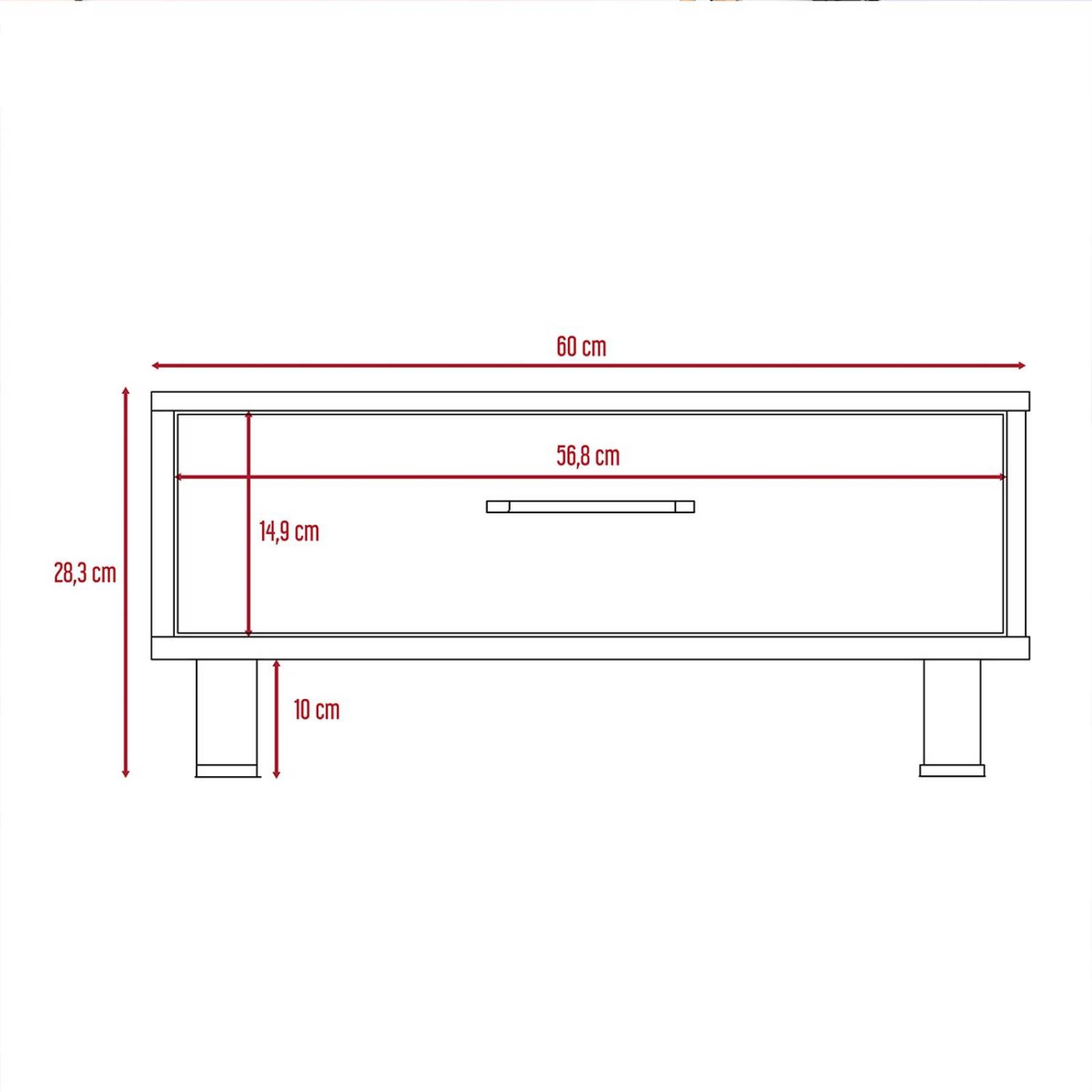 Mesa de Centro tipo Cajonera Color Chocolate con Miel Modelo Kaia 60 cm Largo 