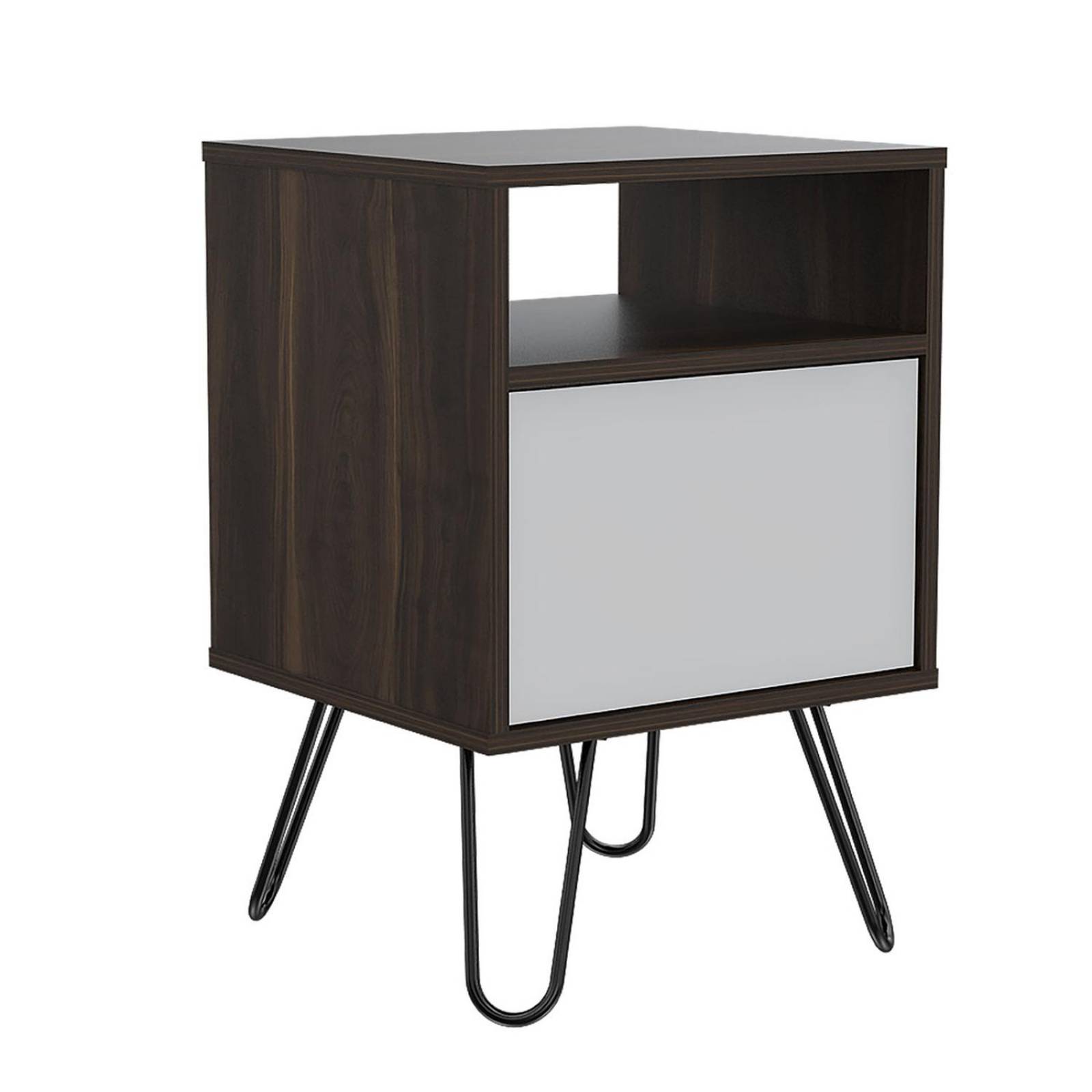 Mesa auxiliar tipo Buró Color Chocolate Con Blanco Modelo Vassel 54.5 cm Alto 