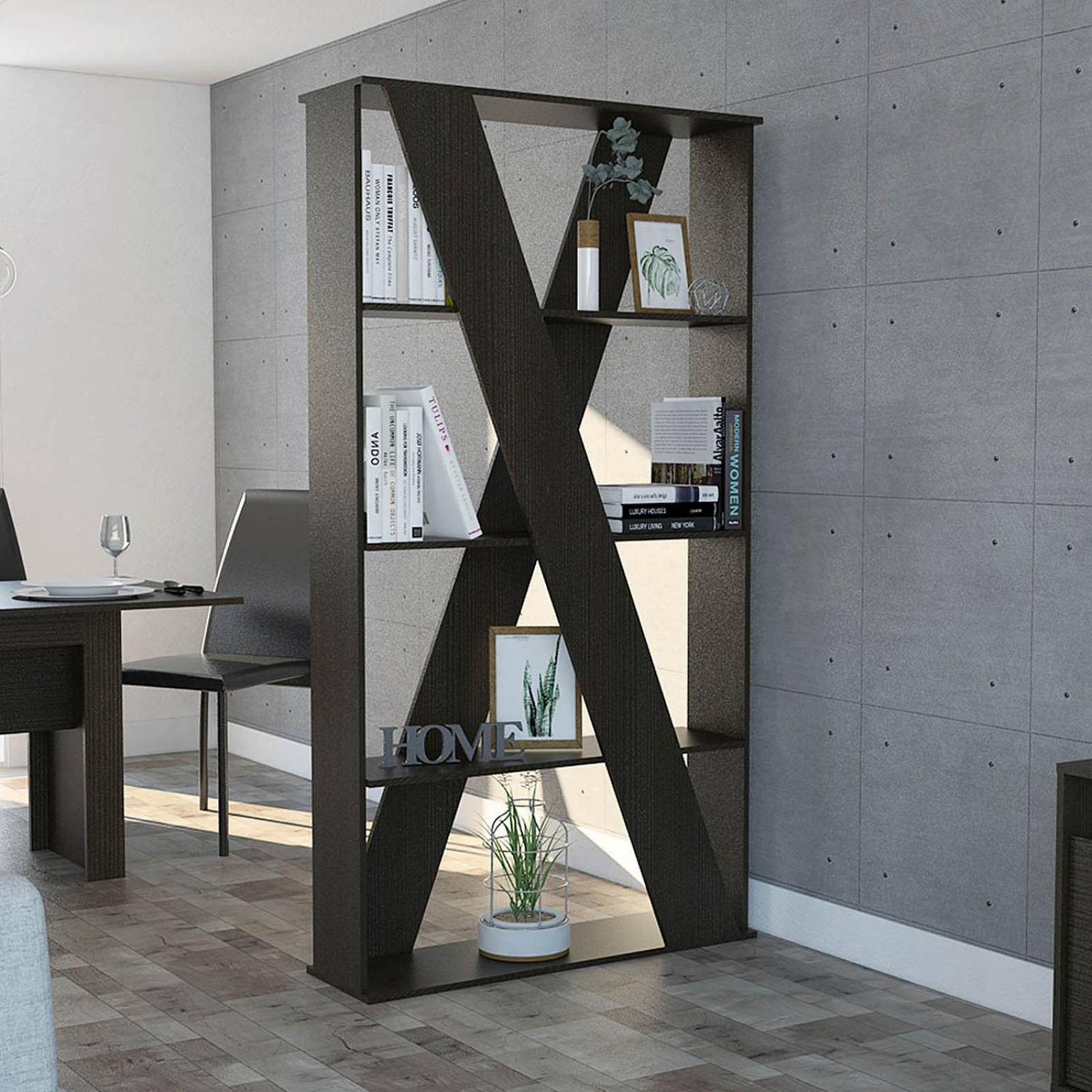 Librero Divisor de Espacio Color Chocolate Modelo Berlín 186 cm Alto 