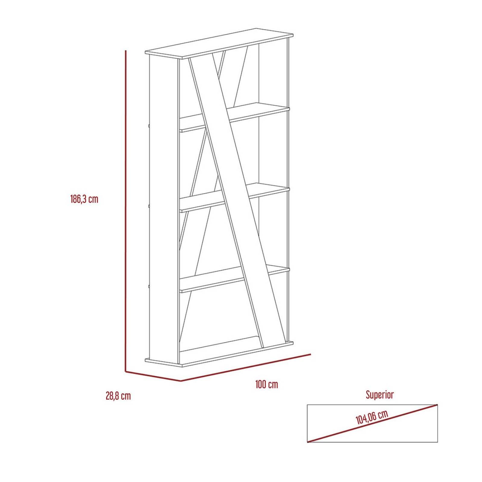 Librero Divisor de Espacio Color Chocolate Modelo Berlín 186 cm Alto 