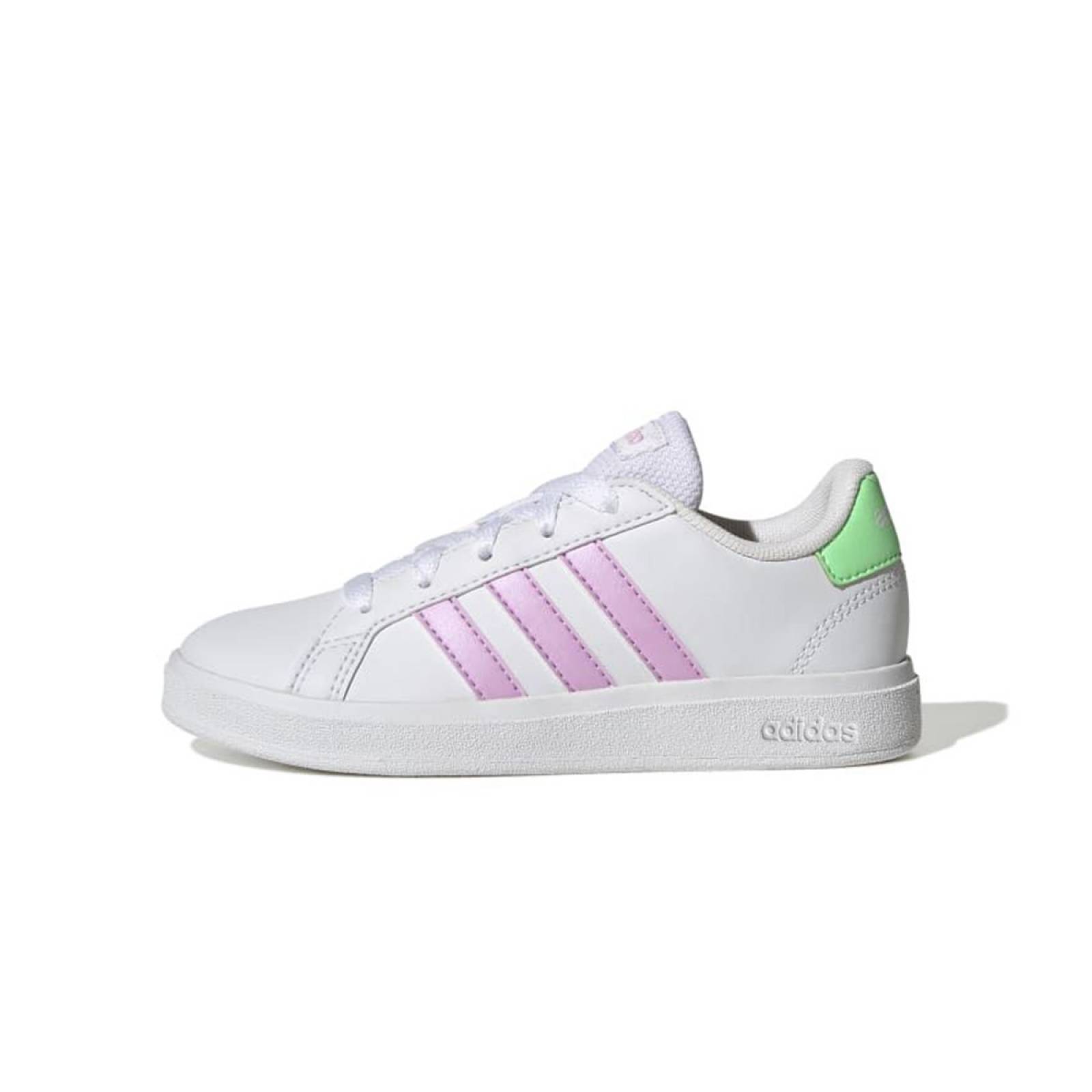 TENIS ADIDAS GRAND COURT 2.0 BLANCO/ROSA NIÑA COMODO LIGERO MODA GX7157