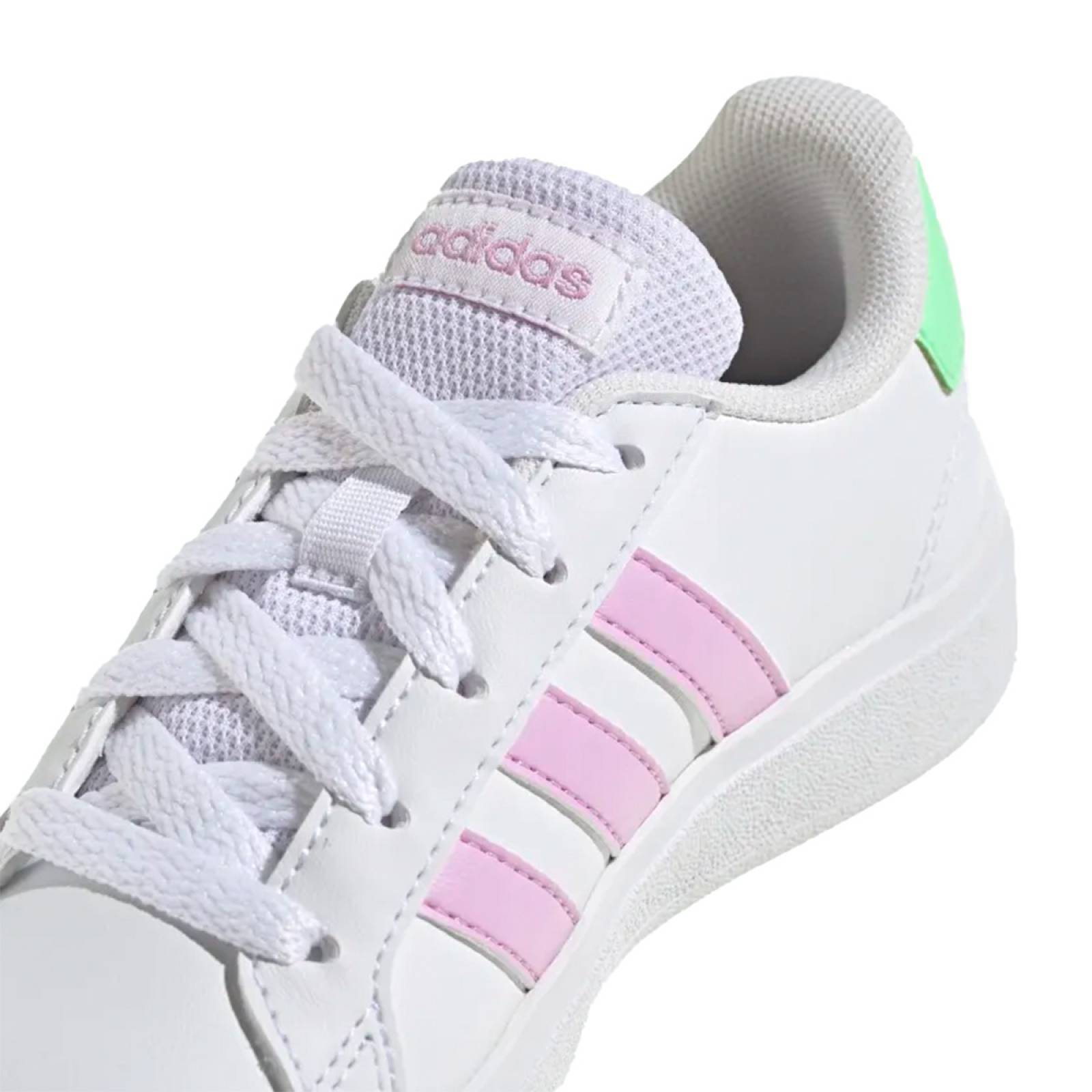 TENIS ADIDAS GRAND COURT 2.0 BLANCO/ROSA NIÑA COMODO LIGERO MODA GX7157