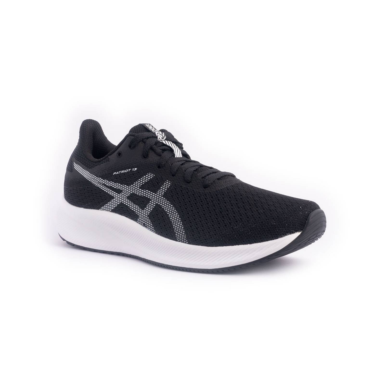 Tenis Asics Patriot 13 Negro/Blanco Running Sport Comodo Ligero Mujer 1012B312