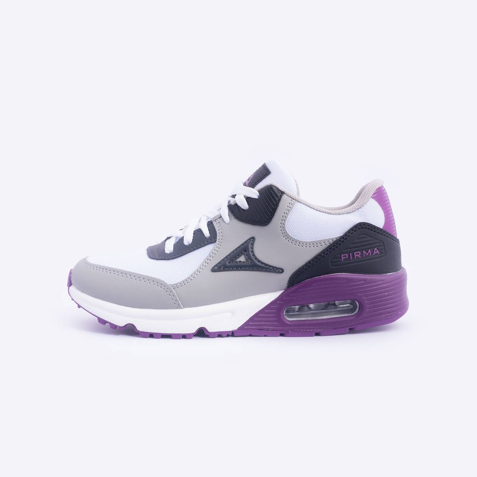 Tenis Pirma Urbano Dama Gris/Morado Sport Comodo Ligero 5503