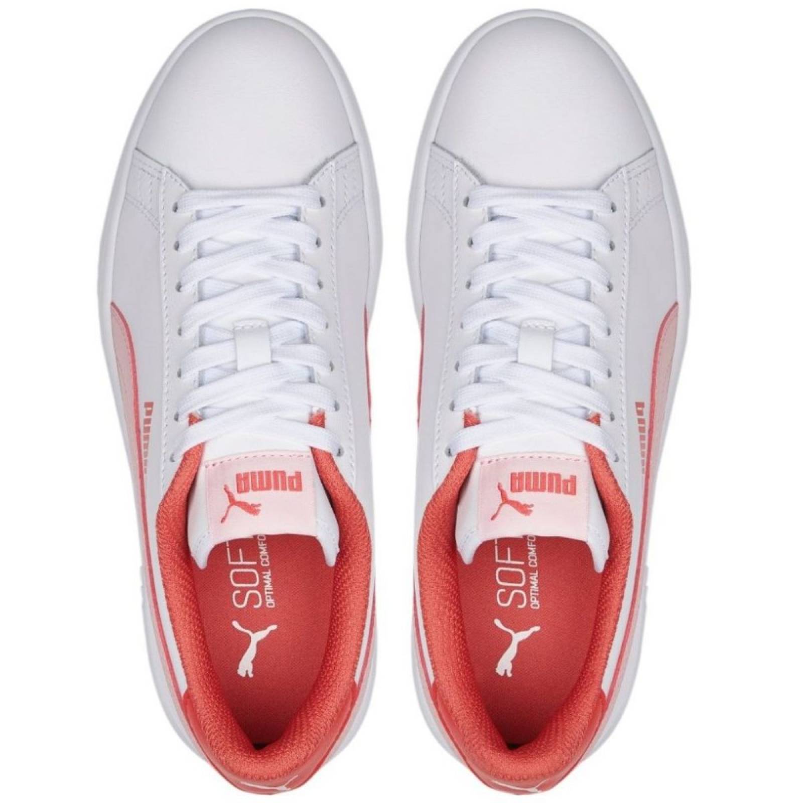 Tenis Puma Smash V2 L Blanco/salmon Comodo Ligero 365170-38