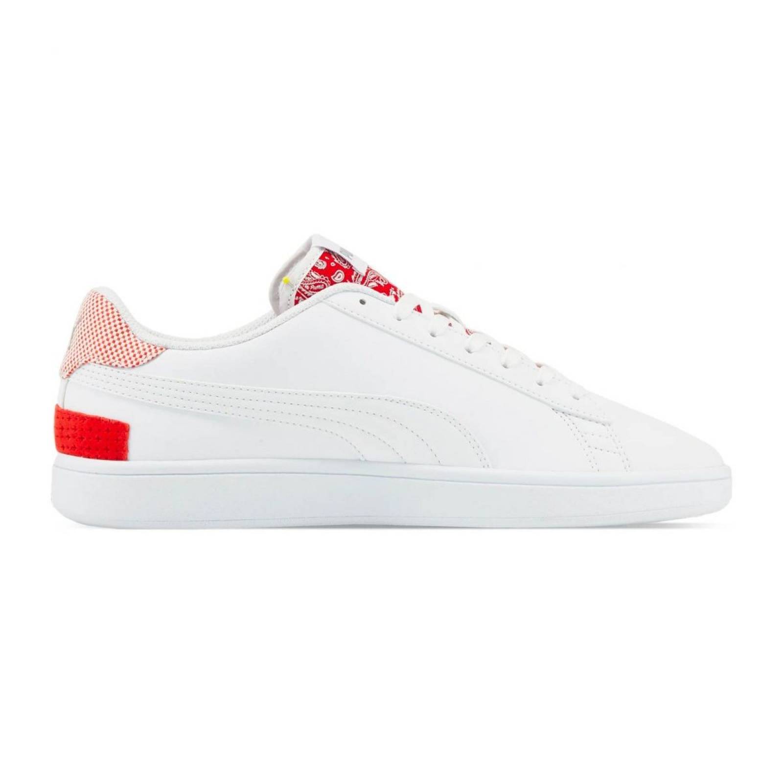 Tenis Puma Smash V2 Patchwork Blanco Comodo Ligero 383873-02