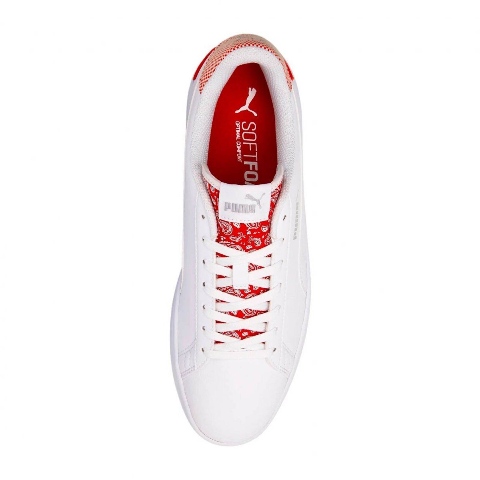 Tenis Puma Smash V2 Patchwork Blanco Comodo Ligero 383873-02