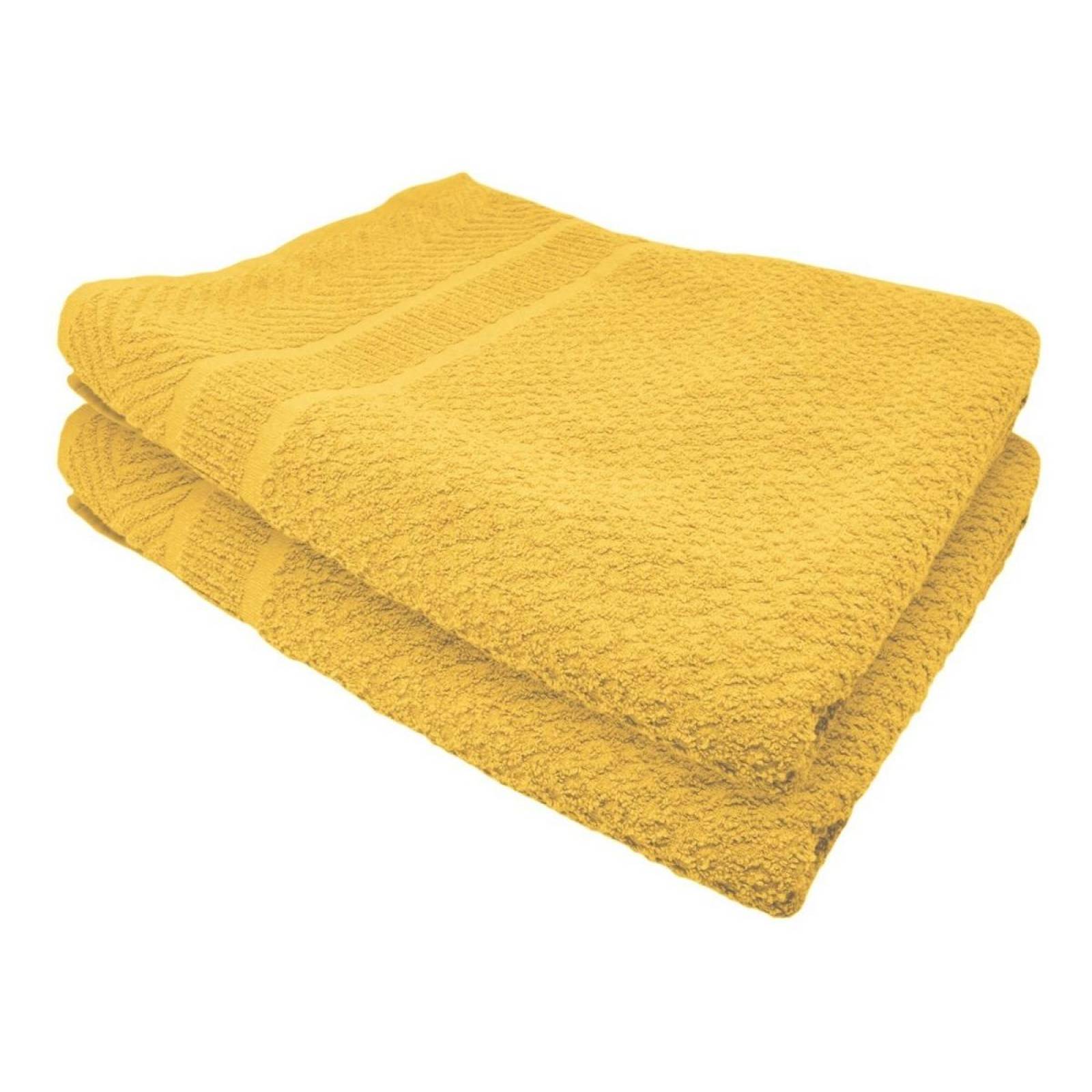 Set 2 Toallas Baño Completo 100% Algodón Grand Grano De Oro Amarillo