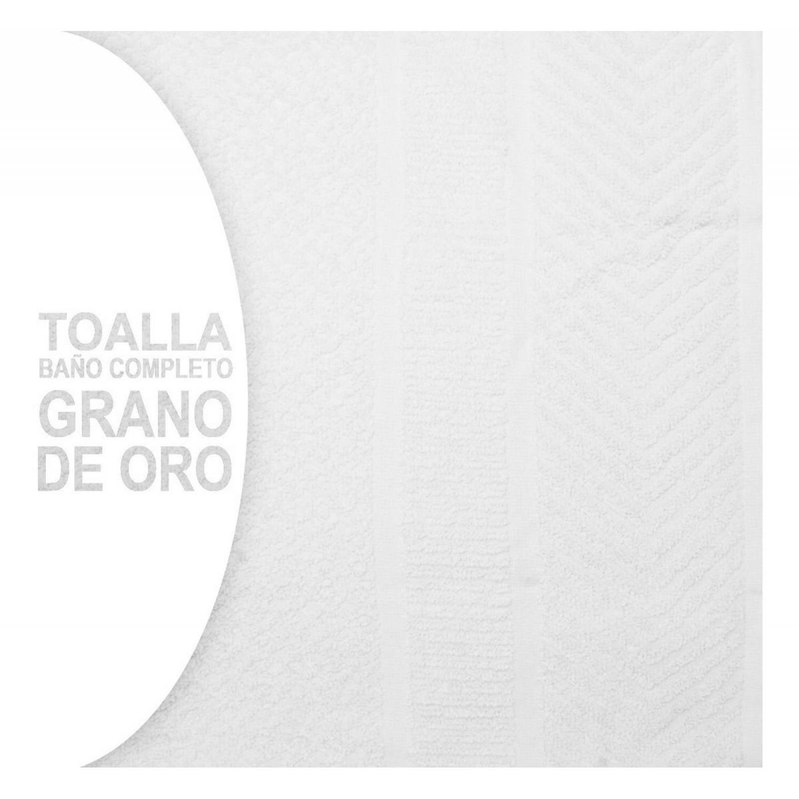 Set 2 Toallas Baño Completo 100% Algodón Grand Grano De Oro Blanco