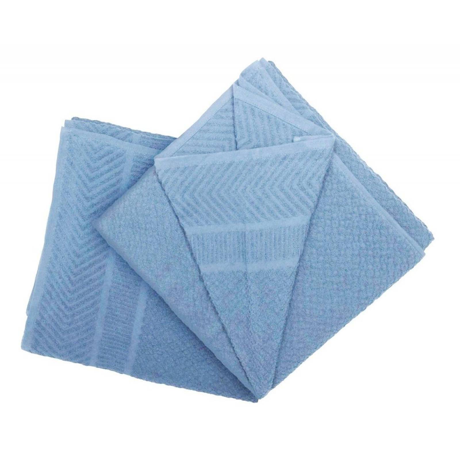 Set 2 Toallas Baño Completo 100% Algodón Grand Grano De Oro Celeste