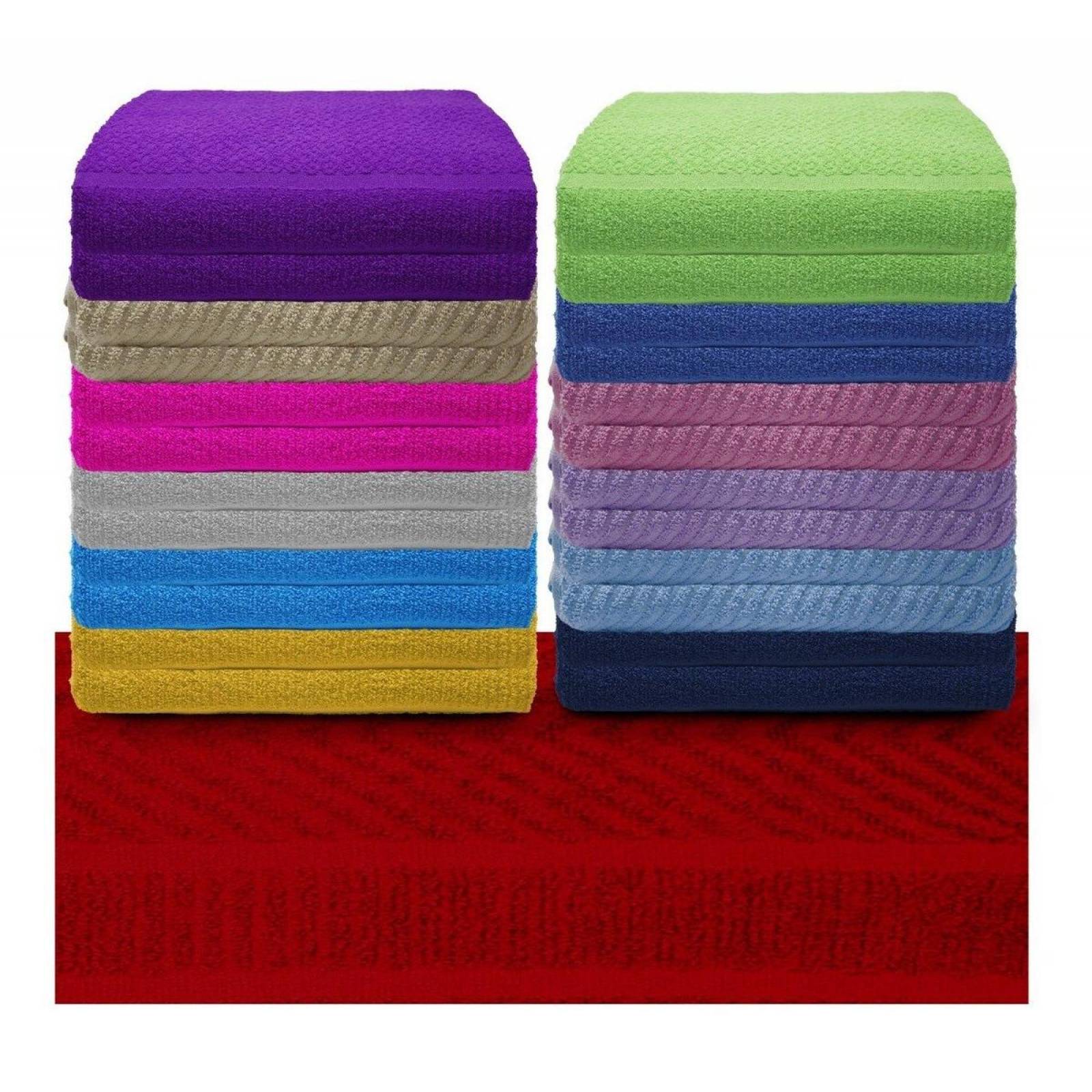 Set 2 Toallas Baño Completo 100% Algodón Grand Grano De Oro Rojo