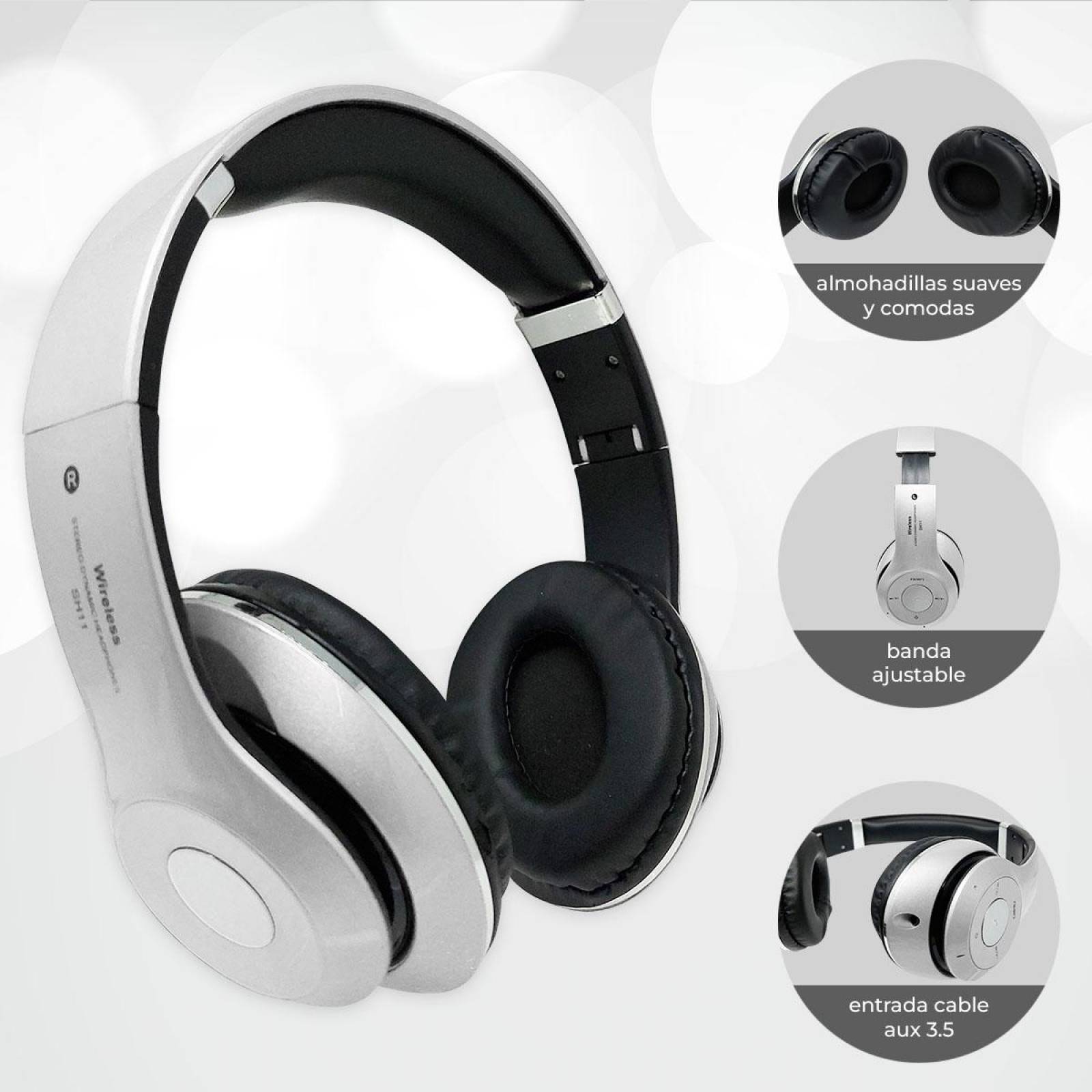 Audifonos Diadema Bluetooth Mp3 Fm Micro Sd Auxiliar Estándar