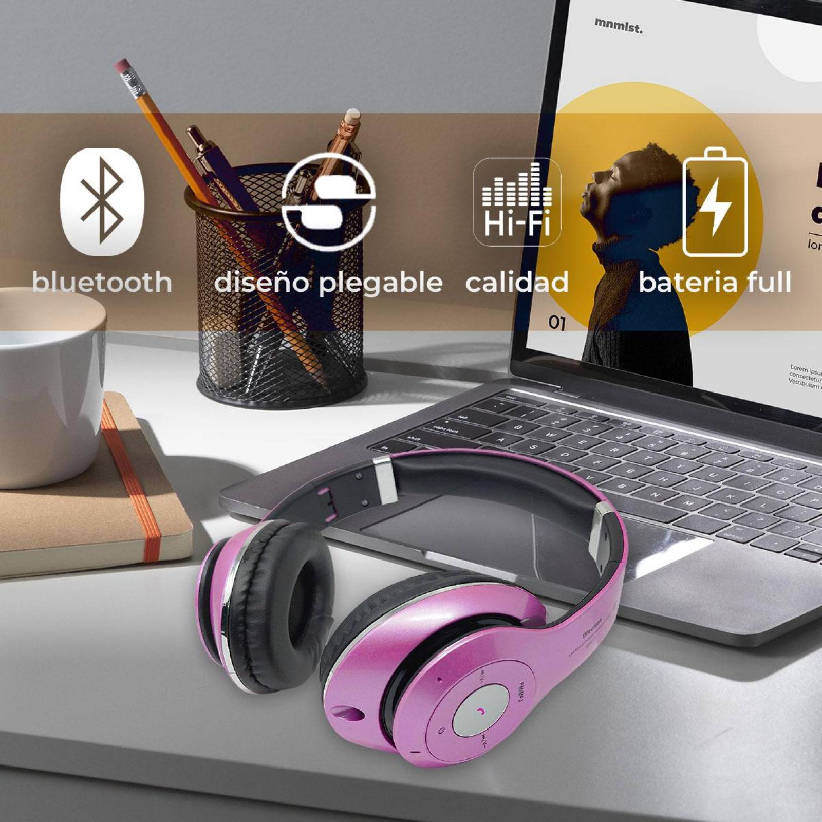 Audifonos Diadema Bluetooth Mp3 Fm Micro Sd Auxiliar Estándar
