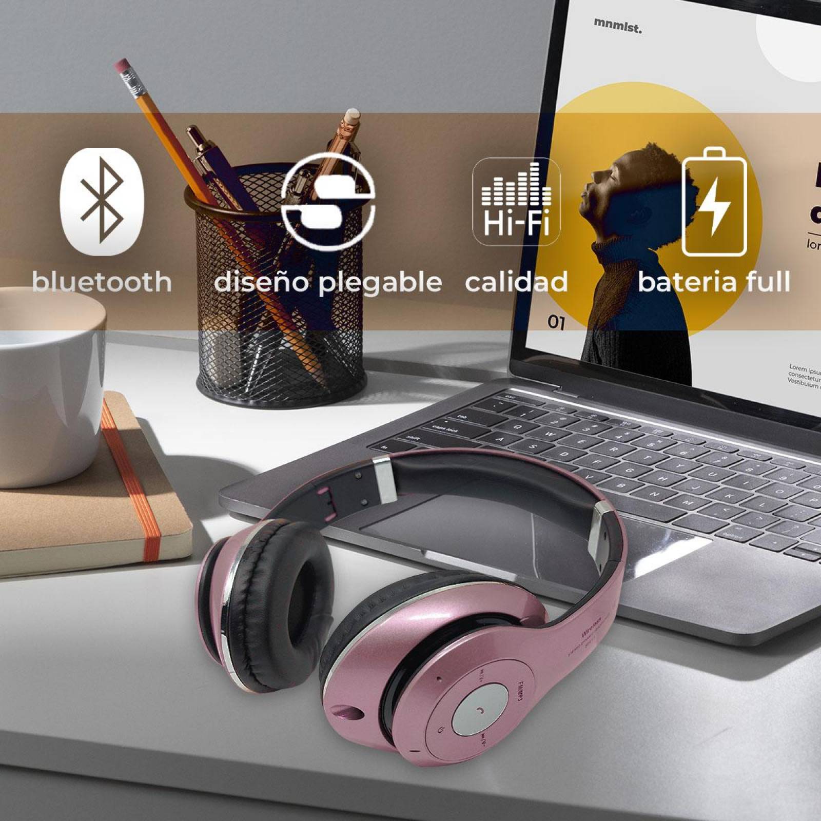 Audifonos Diadema Bluetooth Mp3 Fm Micro Sd Auxiliar Estándar