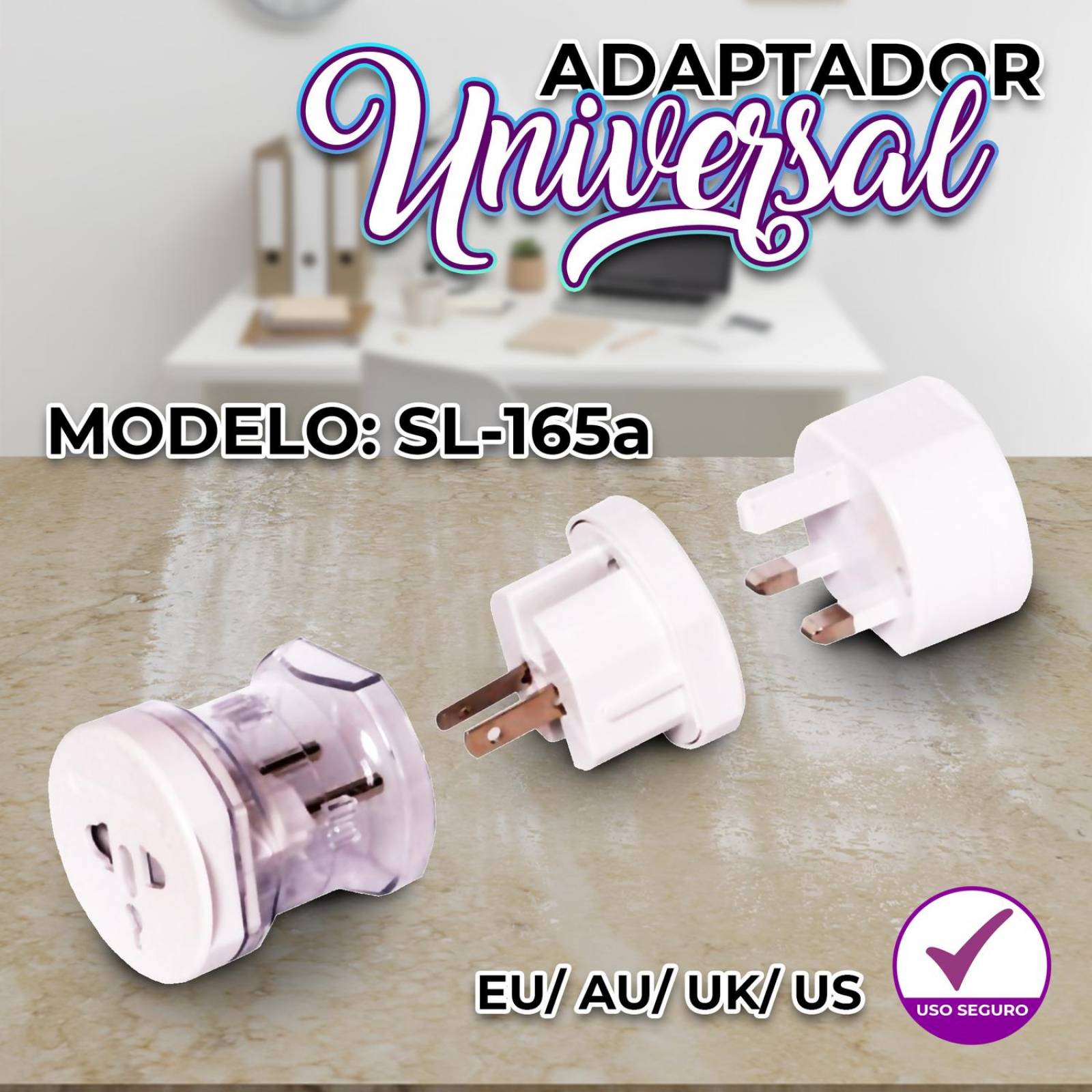 Adaptador Clavija Universal Europeo Americano Multi Contacto .