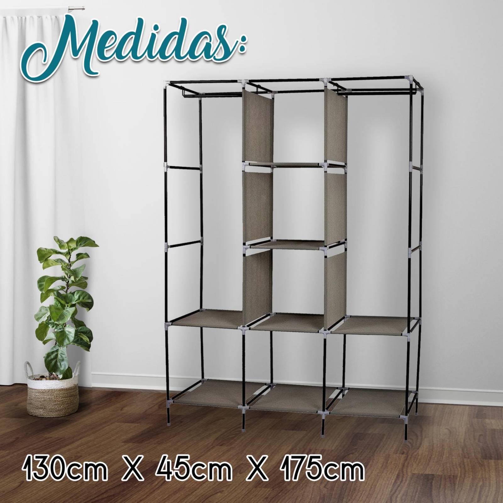 Zapatera Closet Plegable Mueble Guarda Ropa Ropero 3 Puertas Café