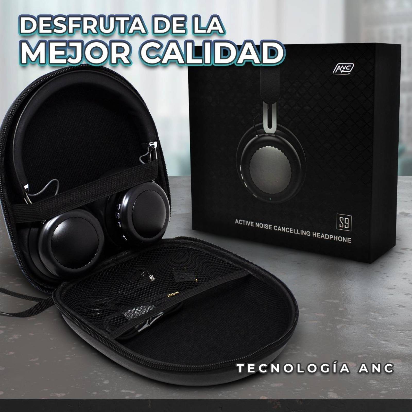 Audifonos De Diadema Bluetooth Cancelacion De Ruido Anc Piel .