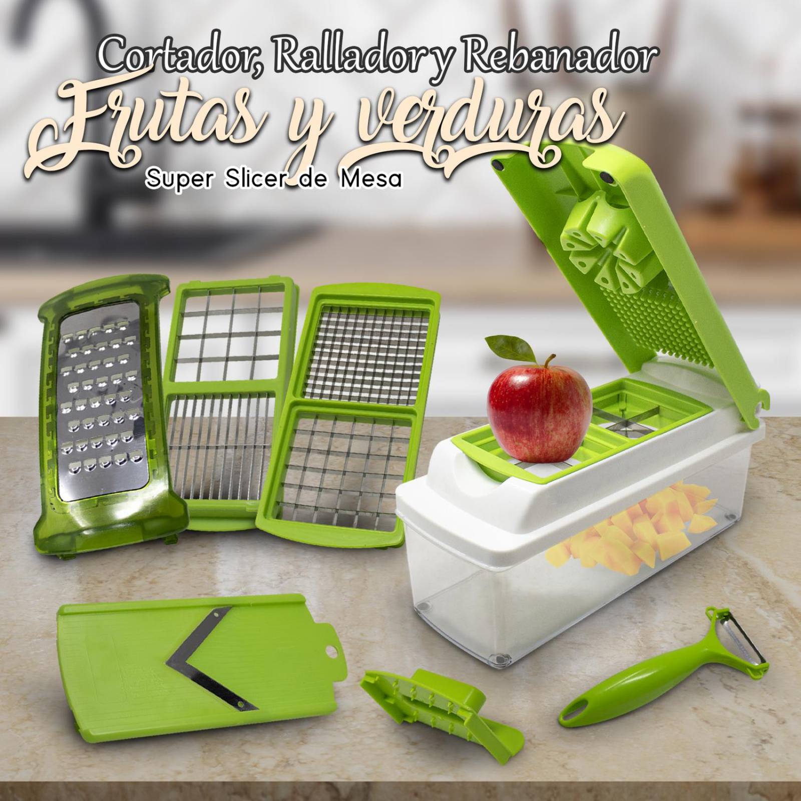 Cortador Rallador Rebanador De Verduras 7 En 1 Tipo Slicer 