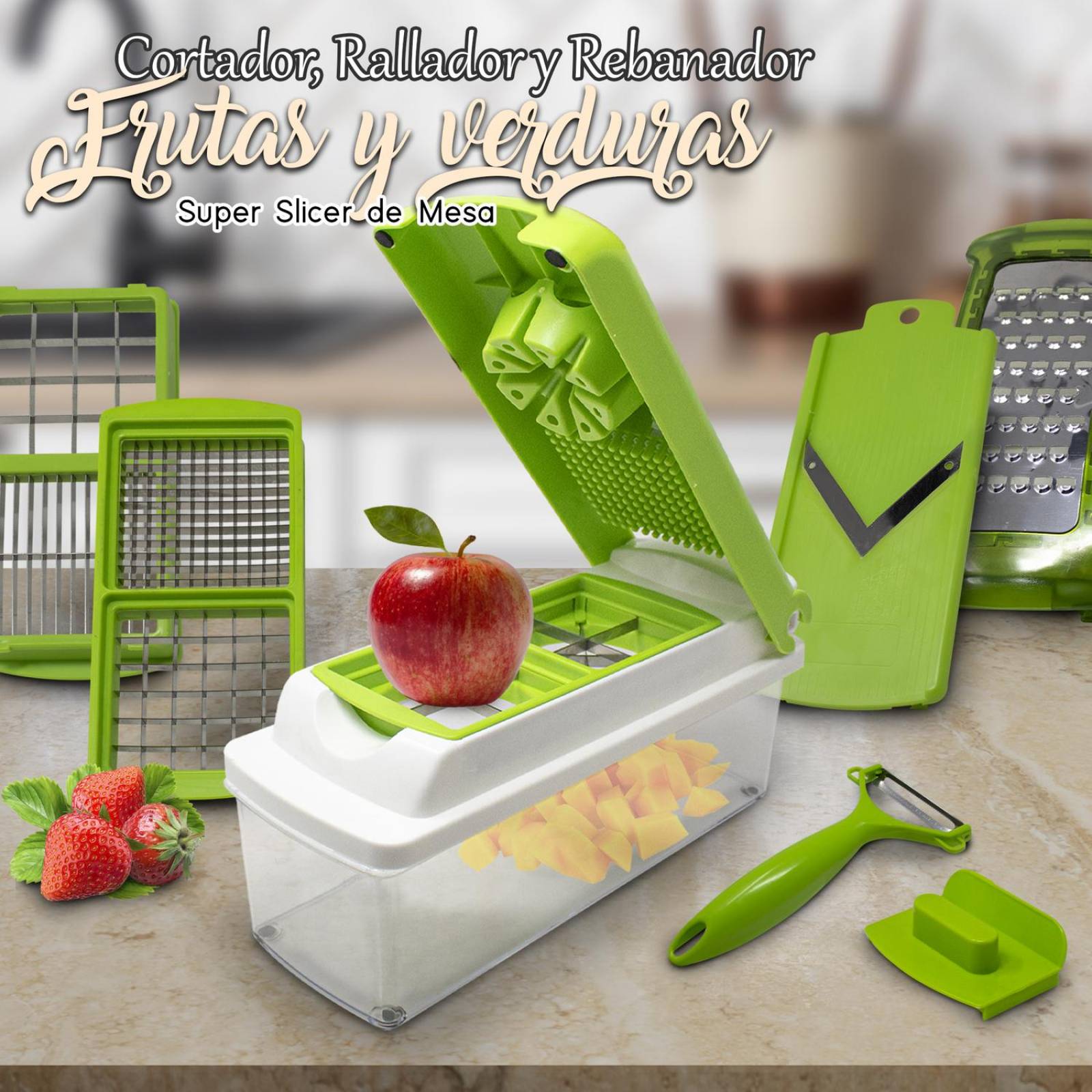 Cortador Rallador Rebanador De Verduras 7 En 1 Tipo Slicer 