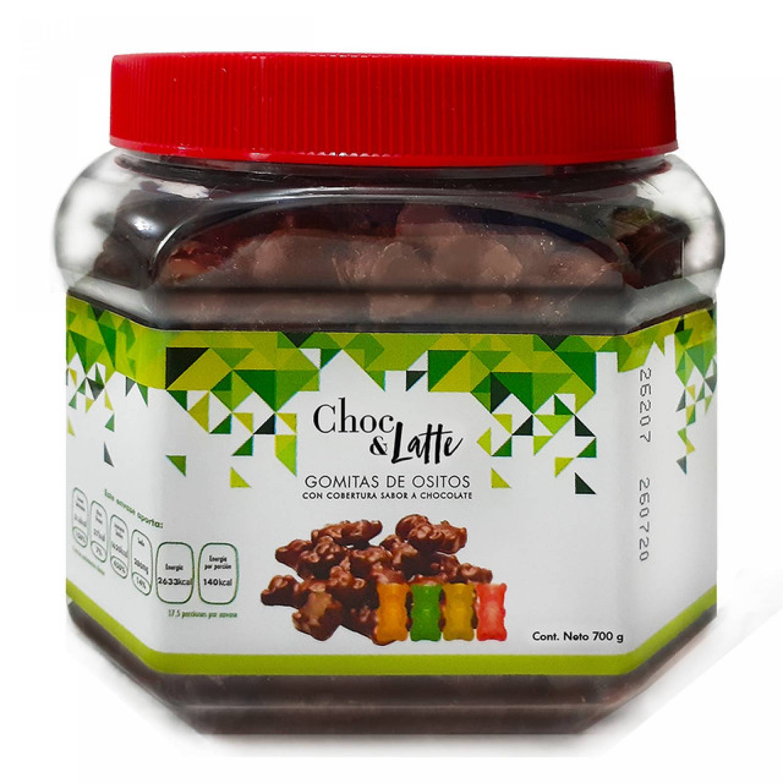 Ositos de Gomita cubiertos de Chocolate, CHOC AND LATTE, Vitrolero 700g