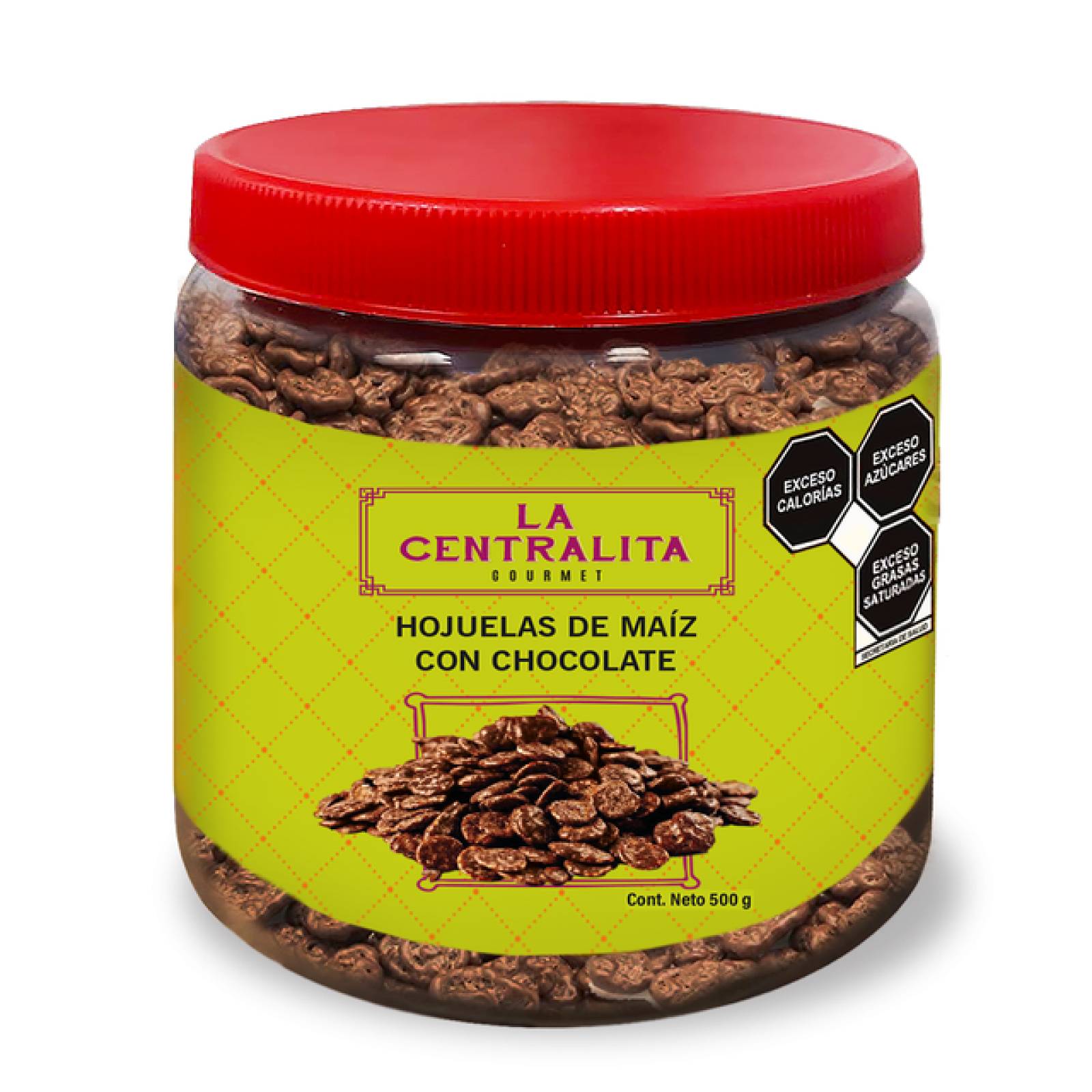 Hojuela Cubierta con Chocolate, Vitrolero 500g "LA CENTRALITA"
