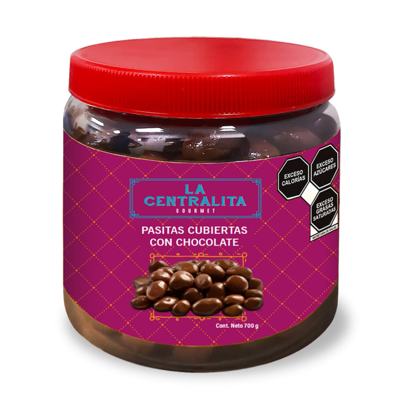 Pasitas Cubiertas con Chocolate, Vitrolero 700g "LA CENTRALITA"