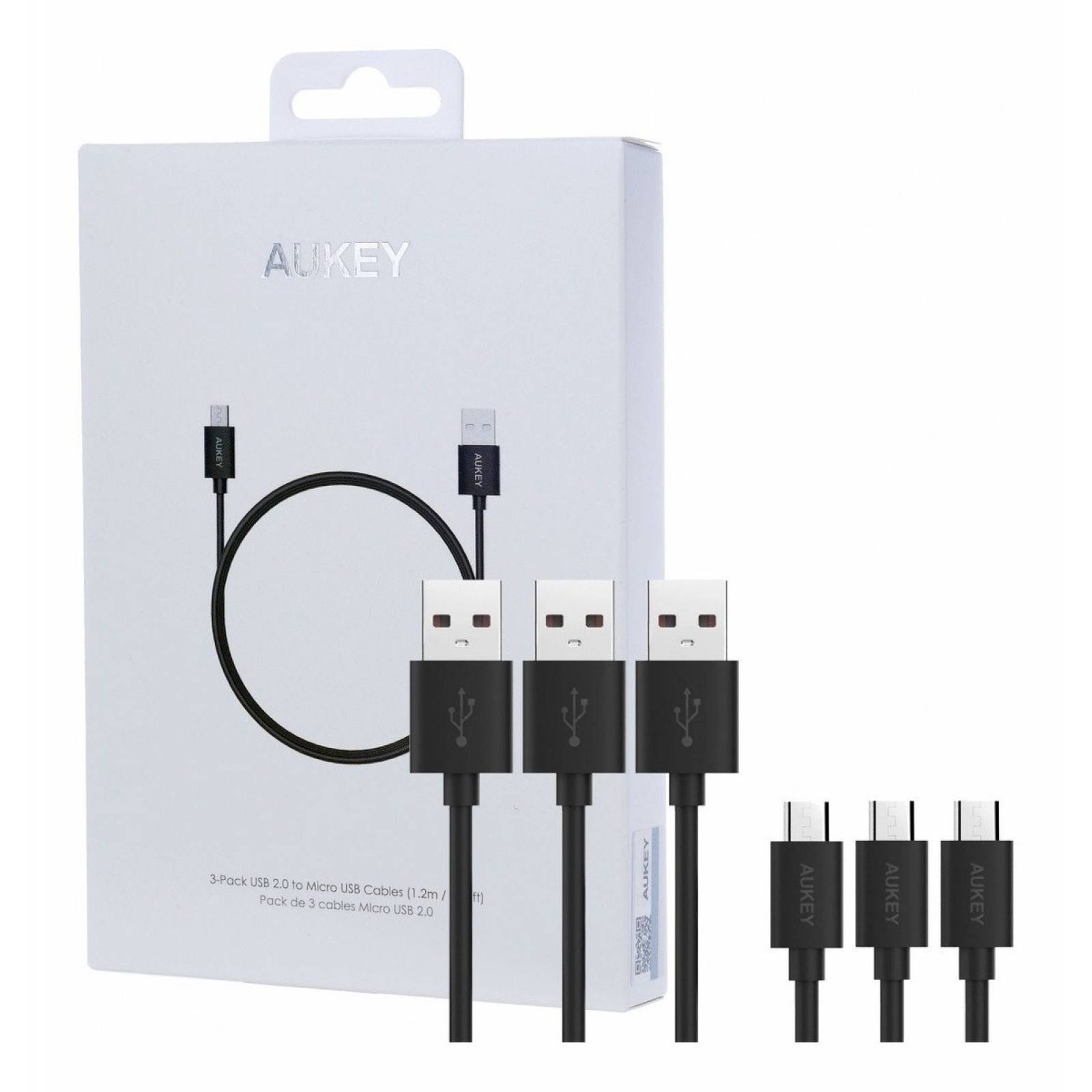 Cable Aukey Paquete de 3 USB A a Micro USB 12M CB D10