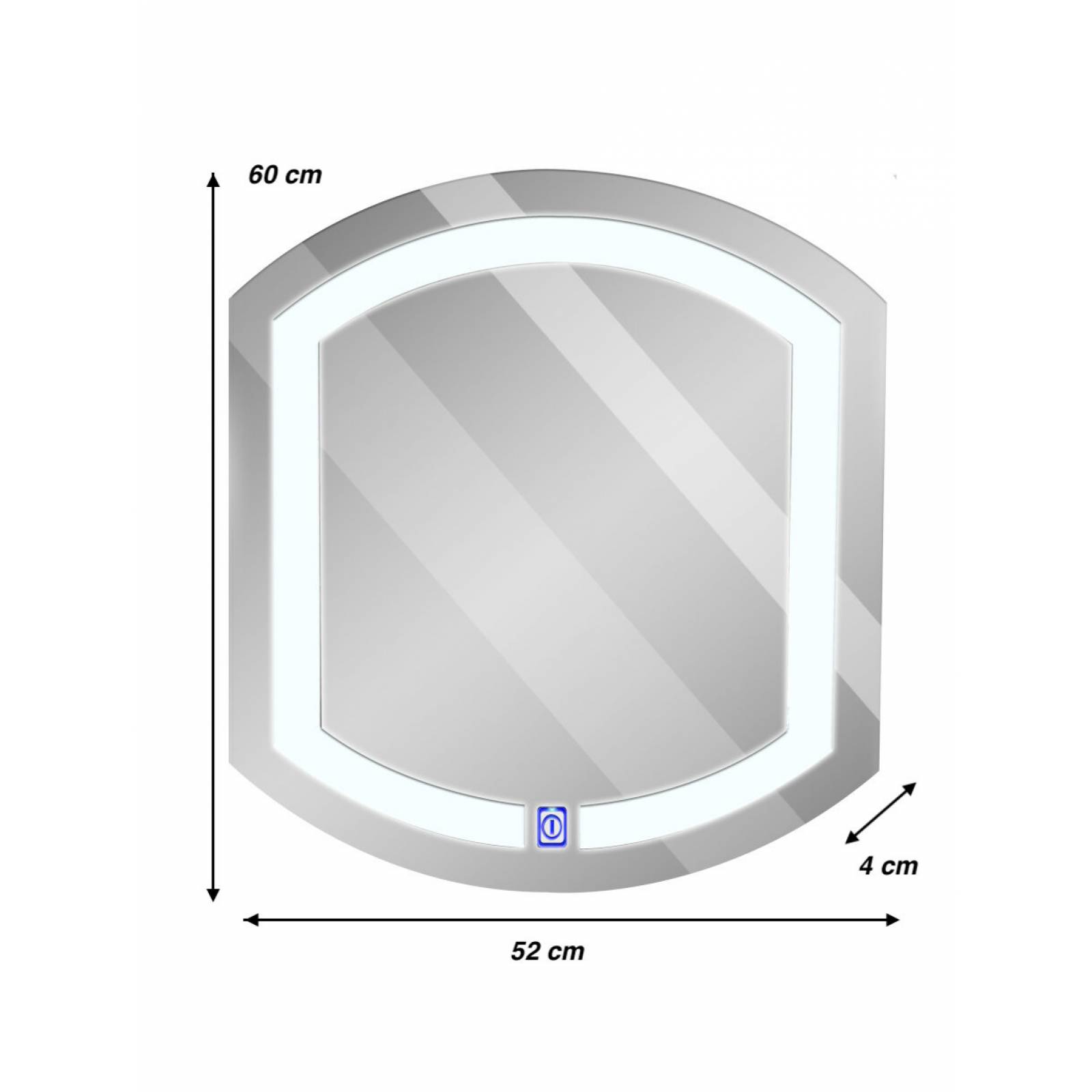 Espejo para baño ovalado con luz led encendido touch 60 x 52 cm ARD
