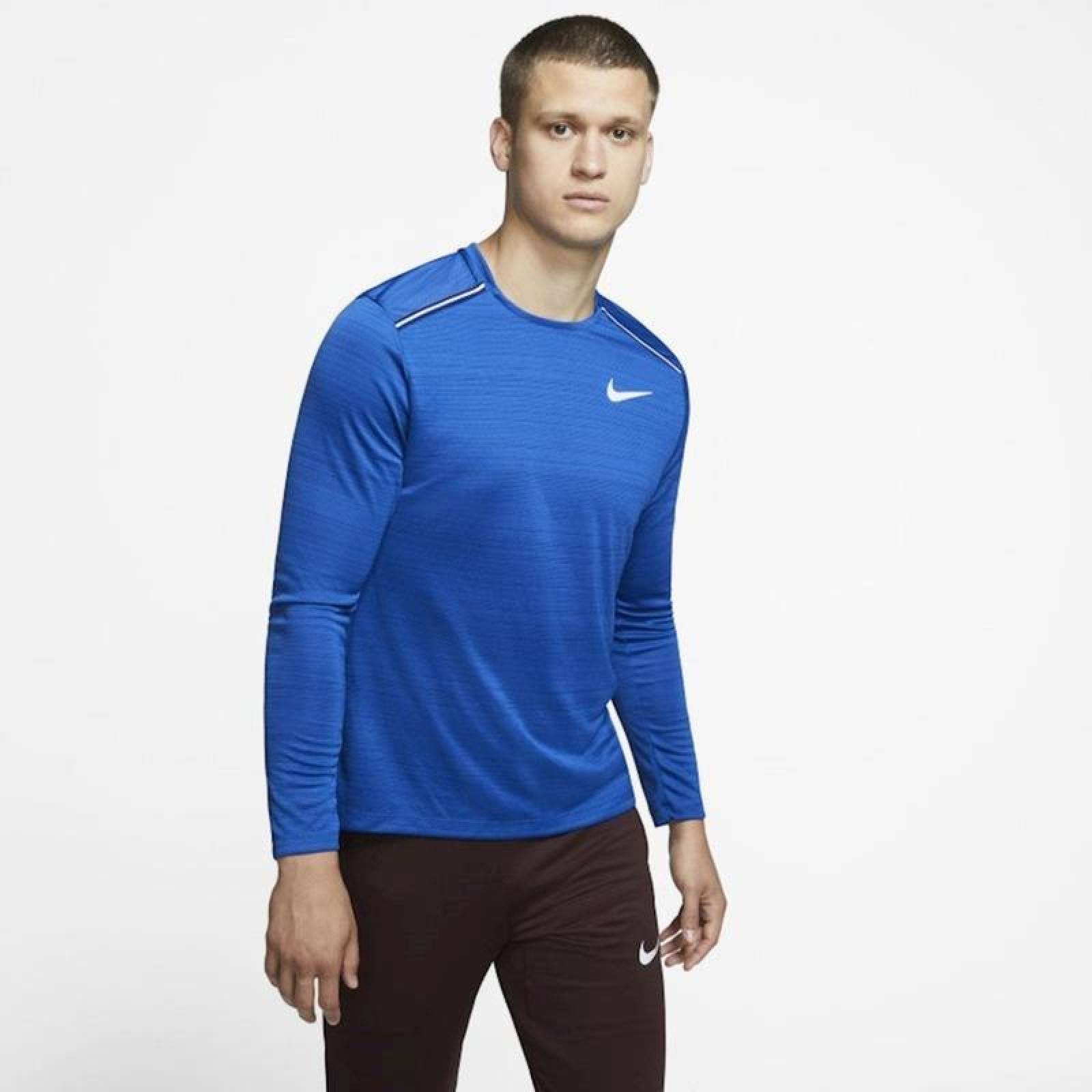 Playera Nike Dri Fit Miler Manga Larga Para Hombre Aj7568-43 