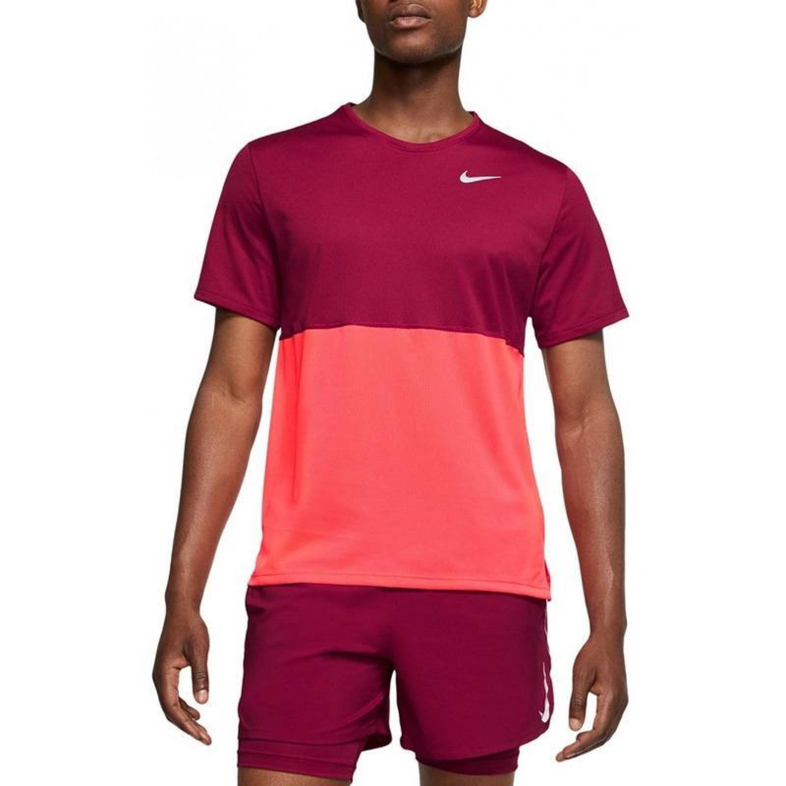 Playera Running Nike Breathe Guinda/nar Hombre Cj5332-644 