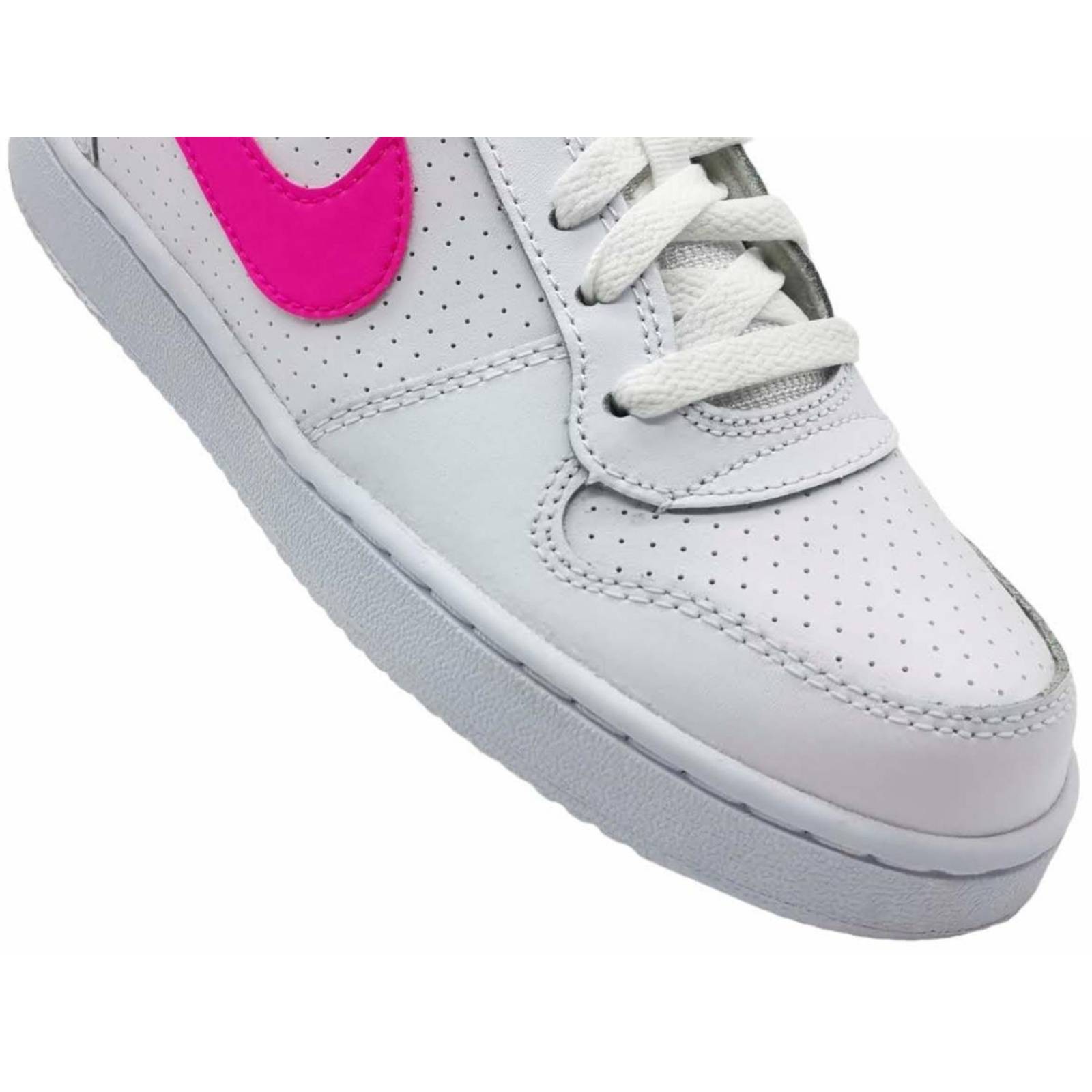 Tenis Nike Court Boroug Low GS Para Mujer Blanco-Rosa 845104 100 