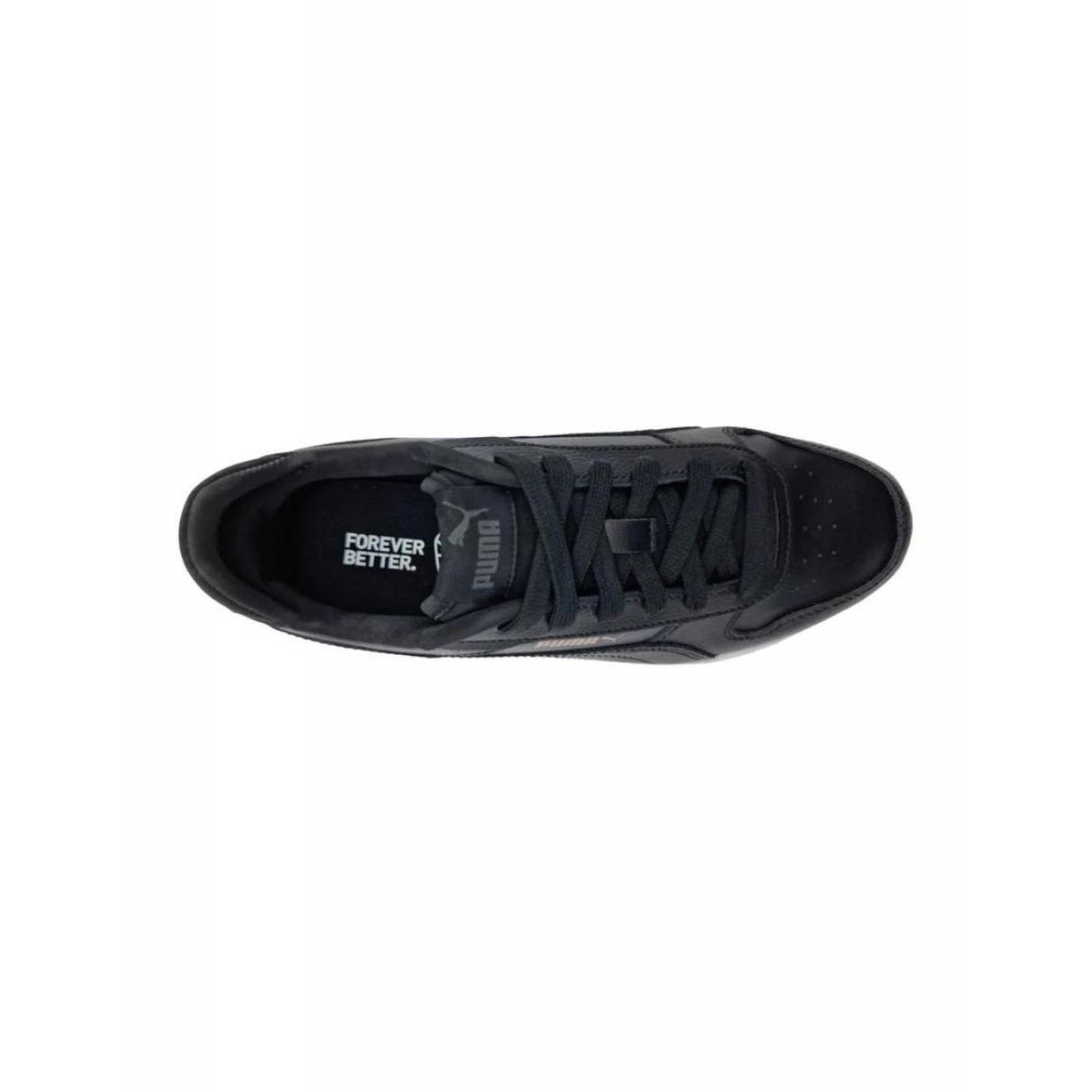 Tenis Puma De Piel Negro Mujer Carina Street Clasico Retro 