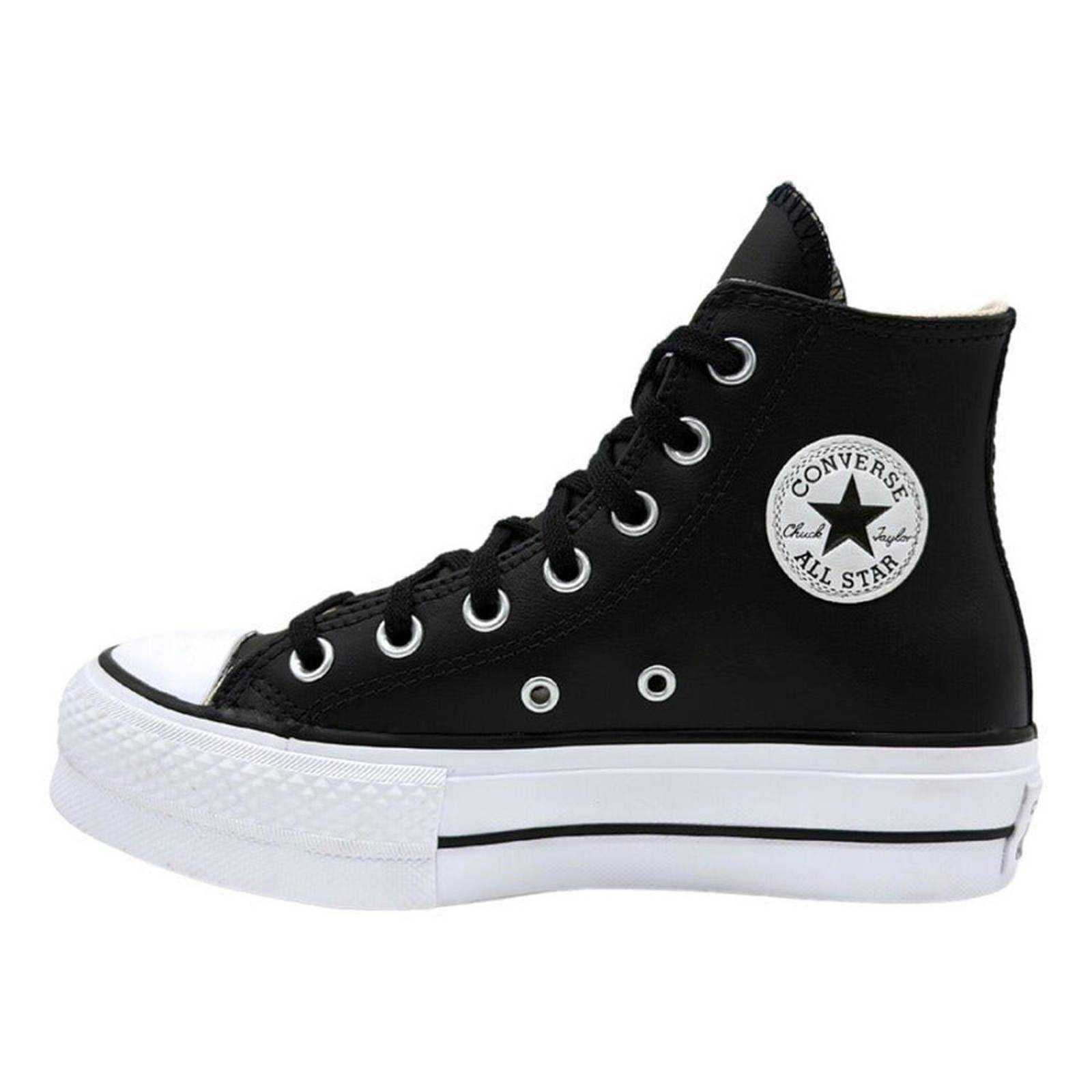 Converse Plataforma All Star Chuck Taylor Bota Negro Piel 