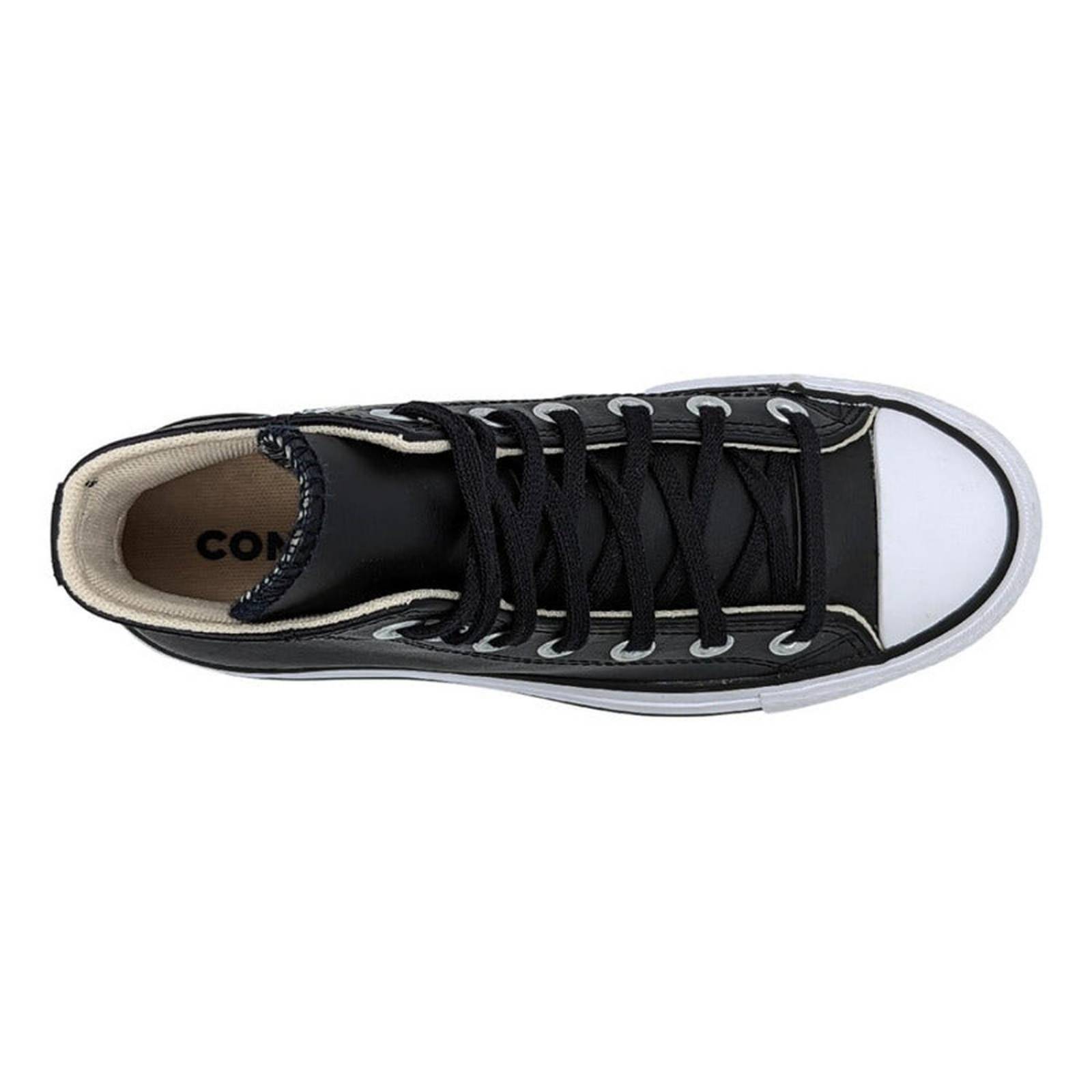 Converse Plataforma All Star Chuck Taylor Bota Negro Piel 