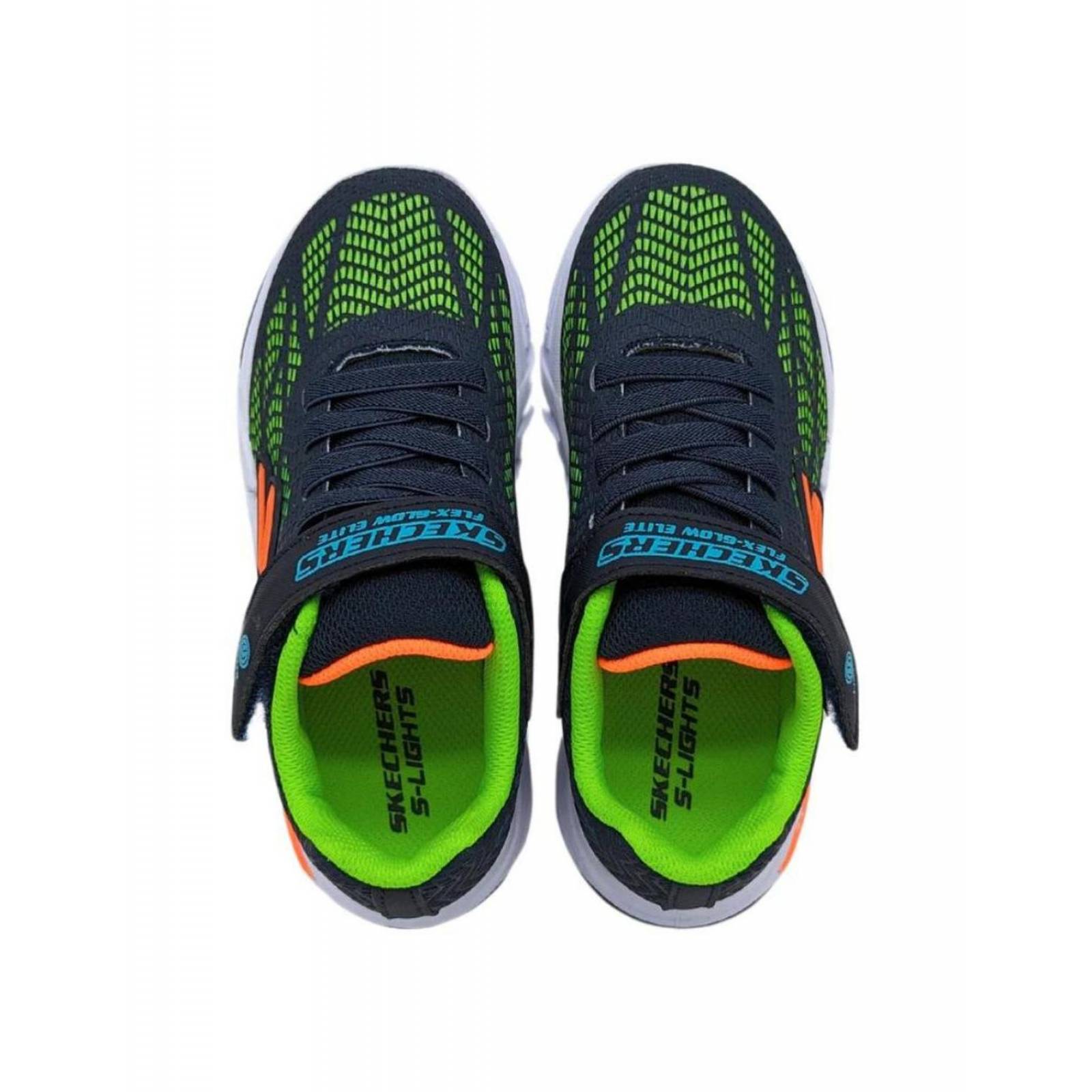 Tenis Skechers Flex Glow Elite Luces Azul 400137n Para Niño 